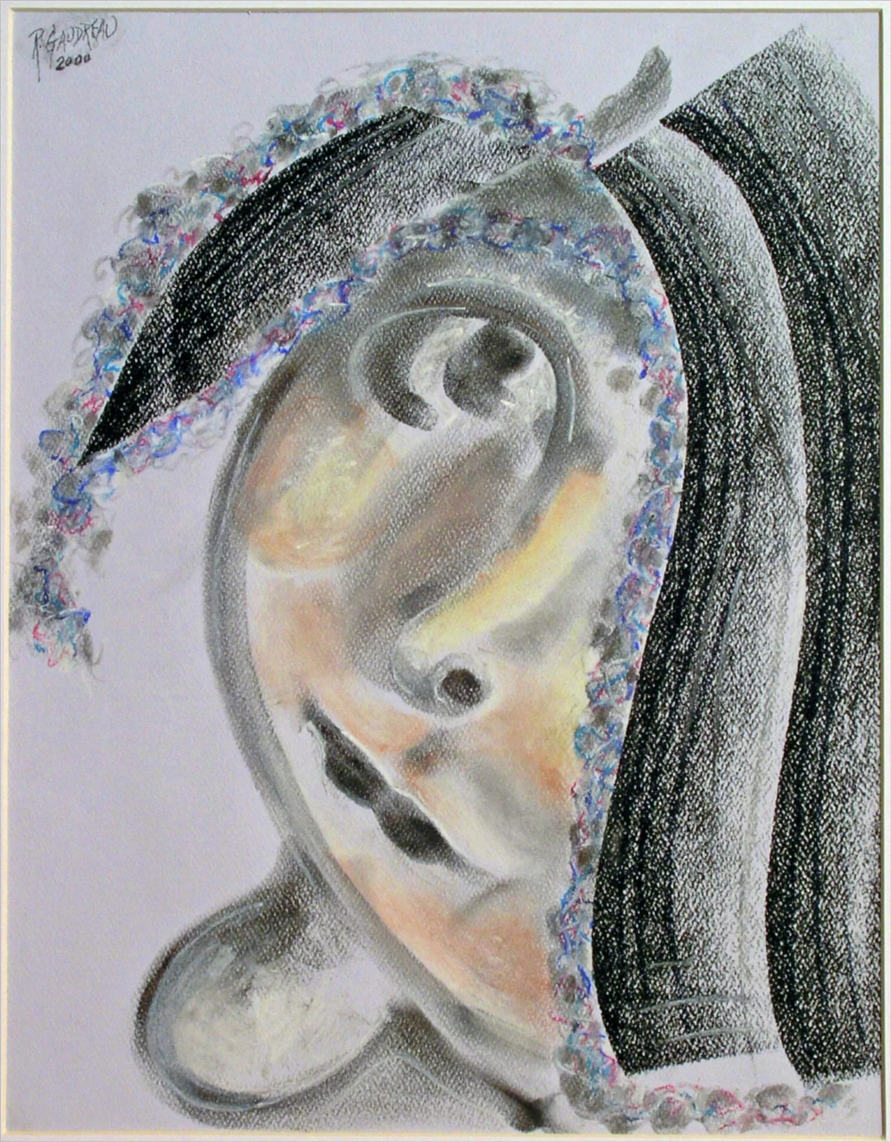 Girl with Hat 2000 pastel, charcoal on paper 14 x 11 inches