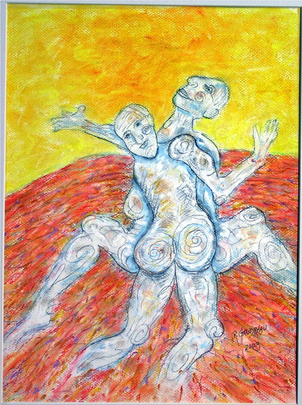 Cuddle 2003 pastel, charcoal on paper 14 x 11 inches