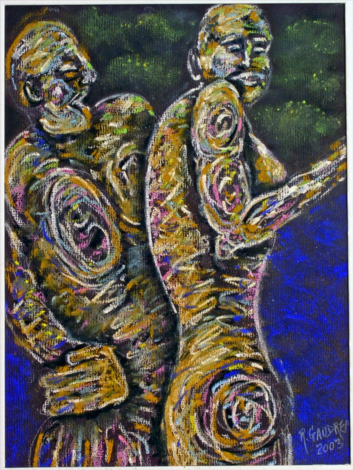A Spanking 2003 pastel, charcoal on paper 12 x 9 inches