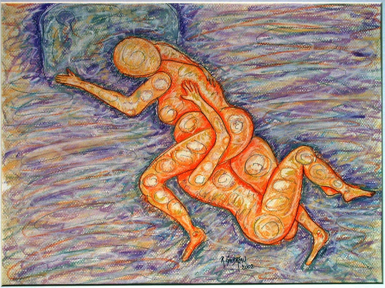 The Bed 2002 pastel, charcoal on paper 11 x 14 inches