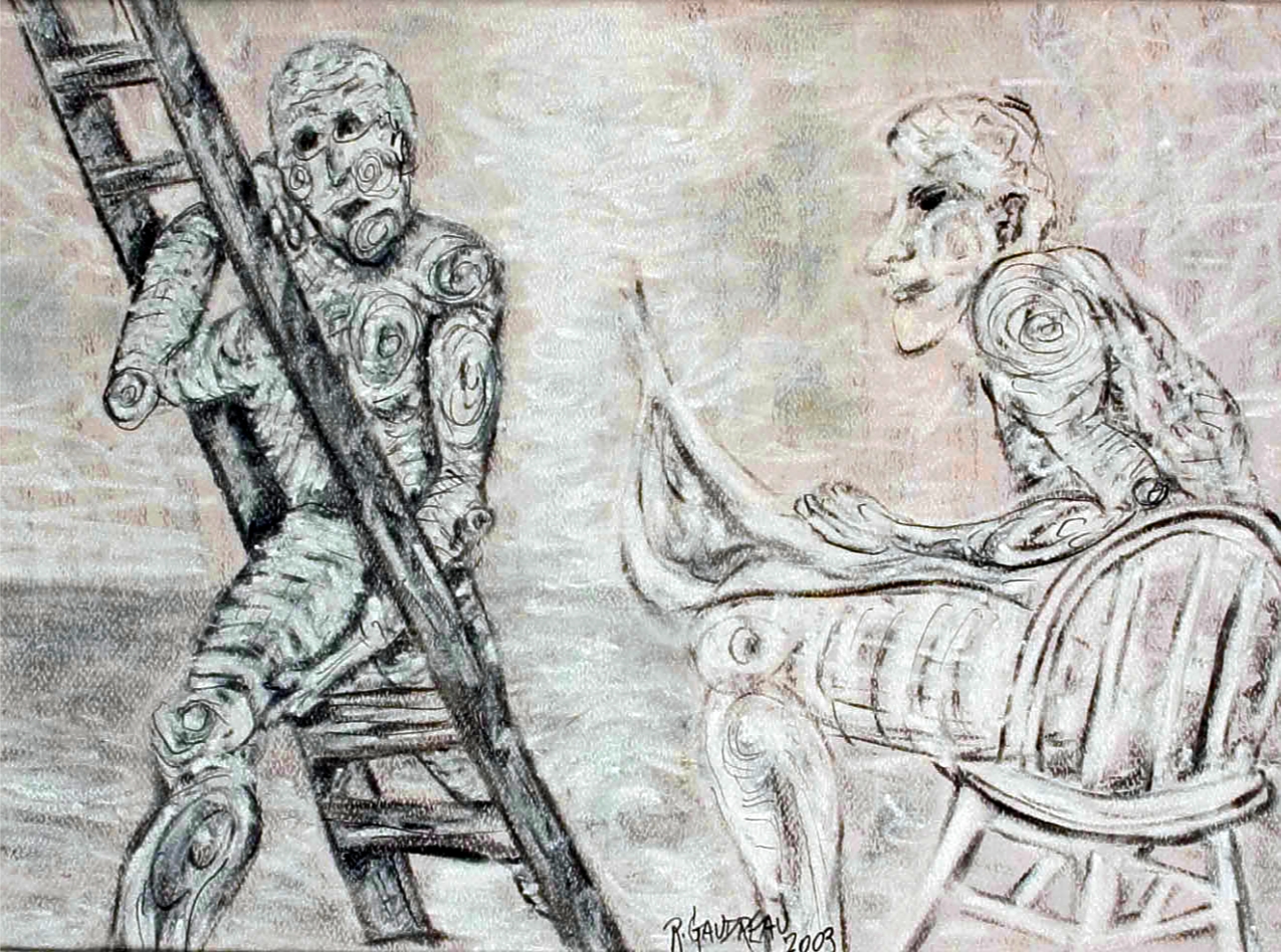 The Artist and the Ladder 2003 pastel, charcoal on paper 9 x 12 inches