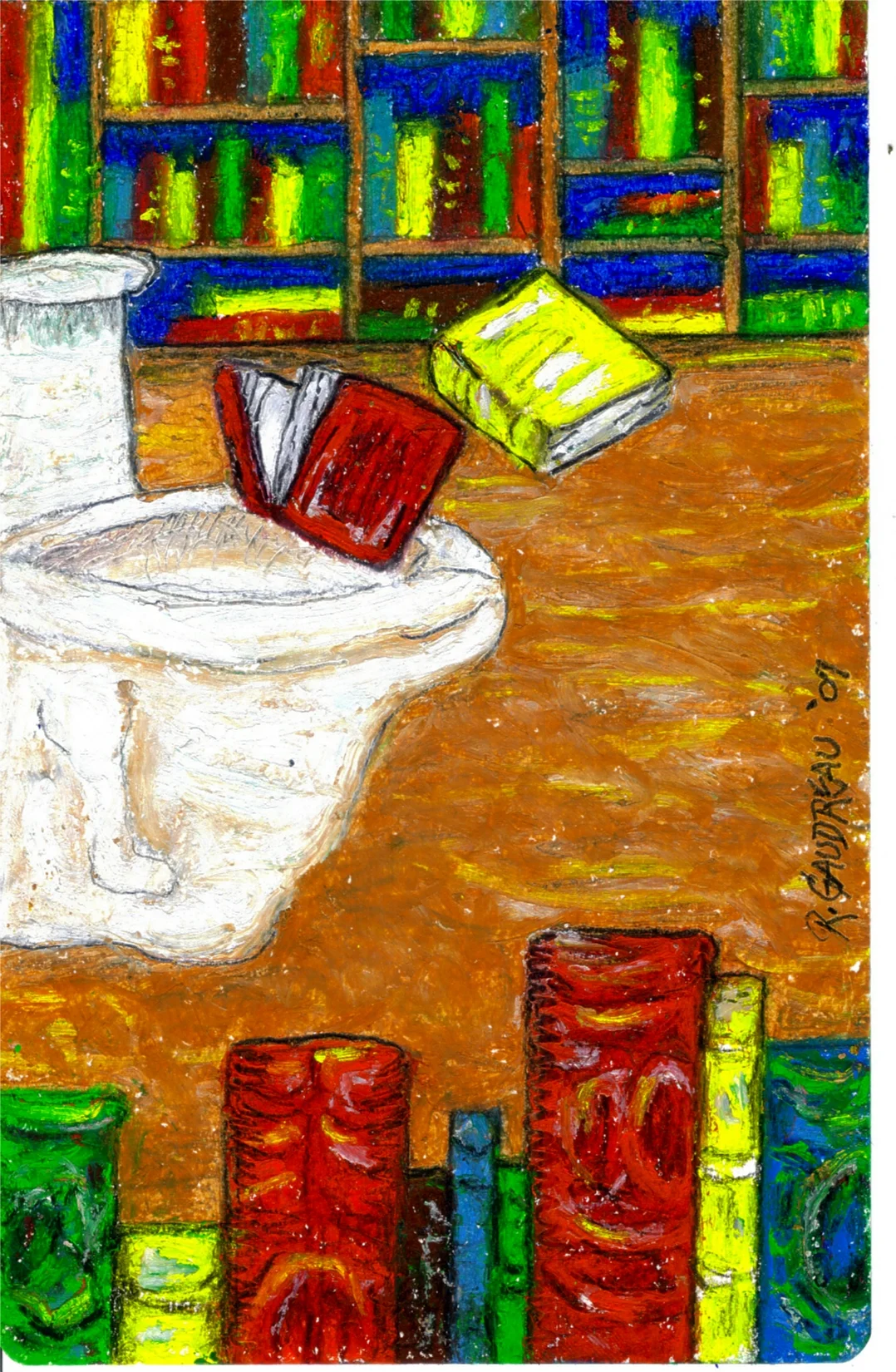 Books of Lies 2007 oil pastel, graphite, charcoal on watercolor paper 8 x 5 inches