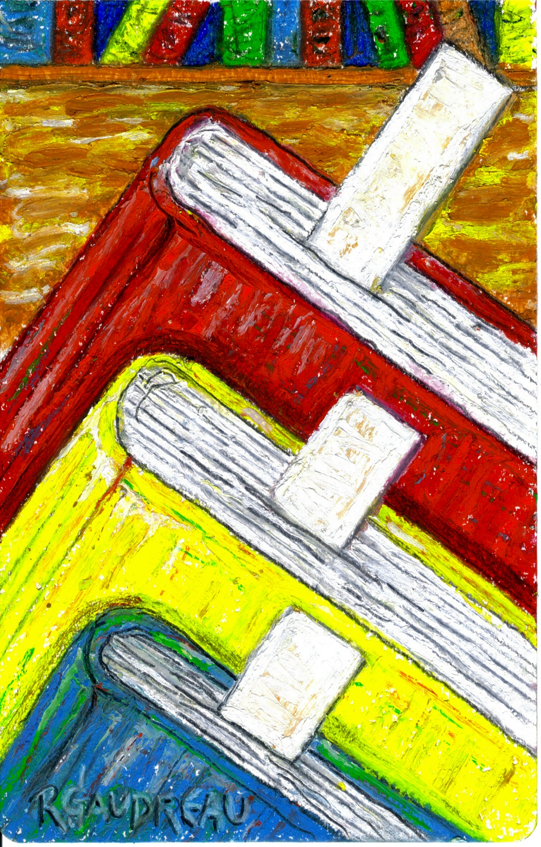 Bookmark 2007 oil pastel, graphite, charcoal on watercolor paper 8 x 5 inches