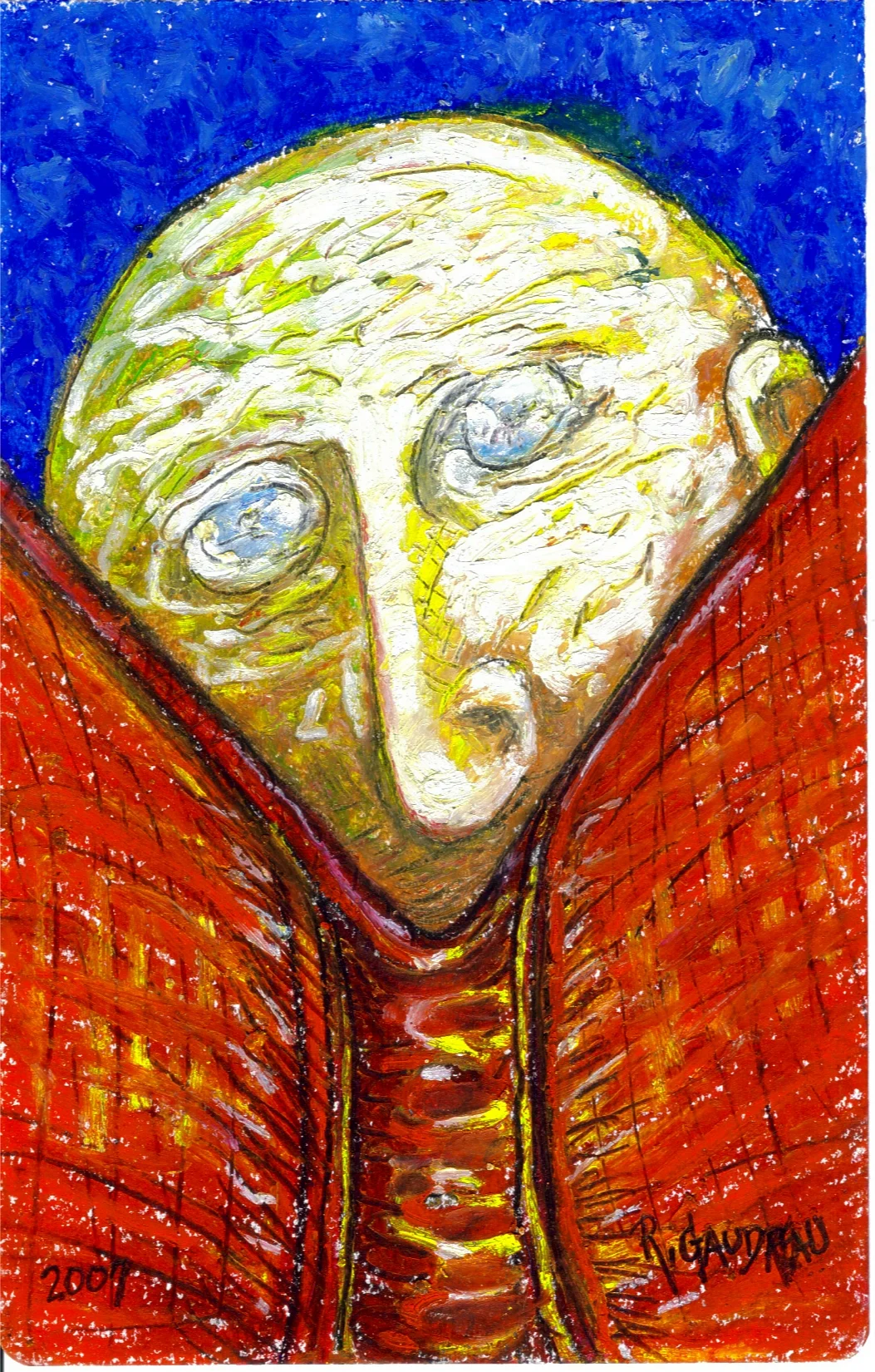 Head in the Book 2007 oil pastel, graphite, charcoal on watercolor paper 8 x 5 inches