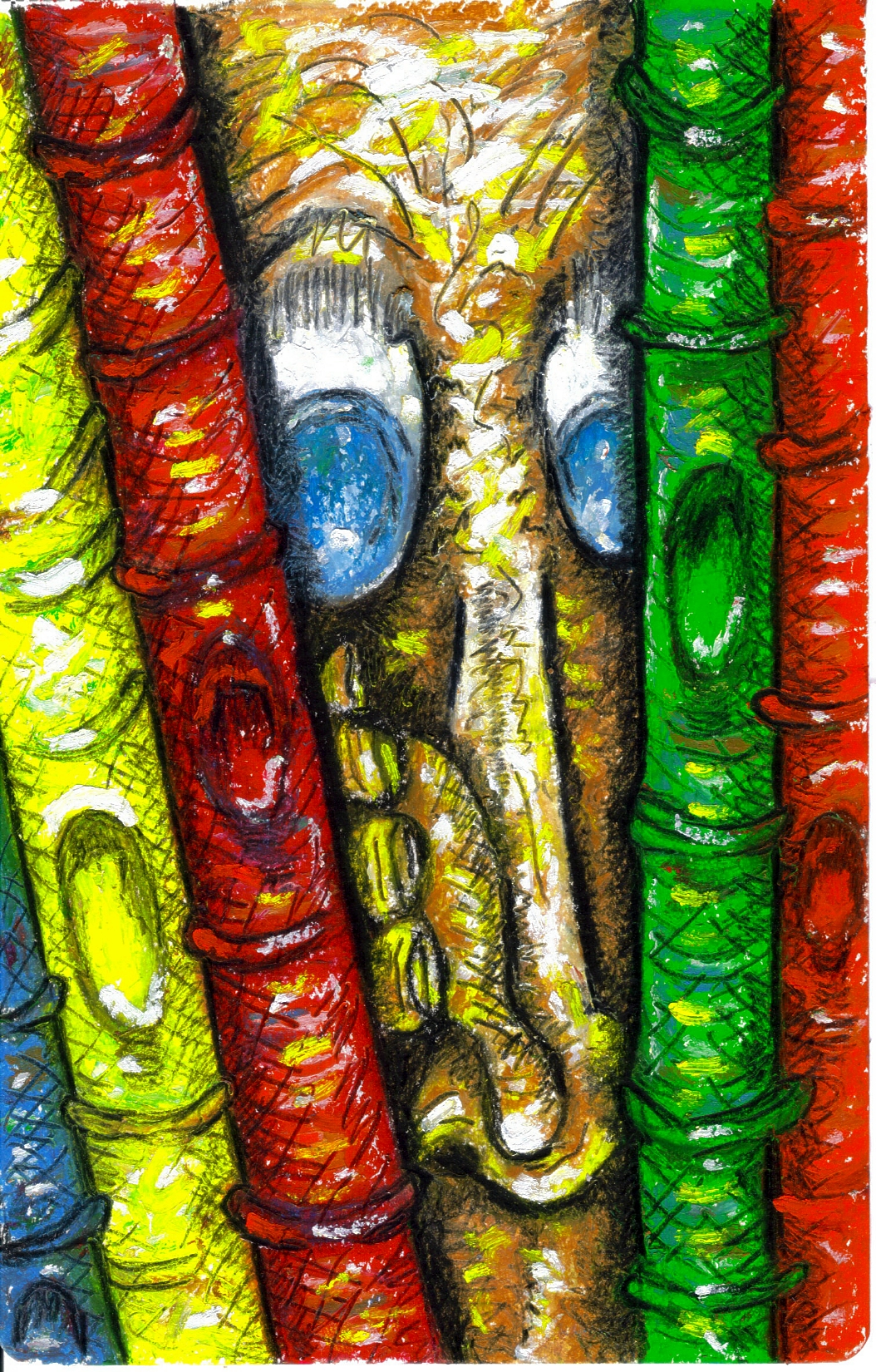 The Library Book Shelf 2007 oil pastel, graphite, charcoal on watercolor paper 8 x 5 inches