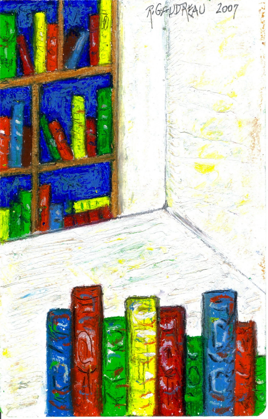 Book a Room 2007 oil pastel, graphite, charcoal on watercolor paper 8 x 5 inches