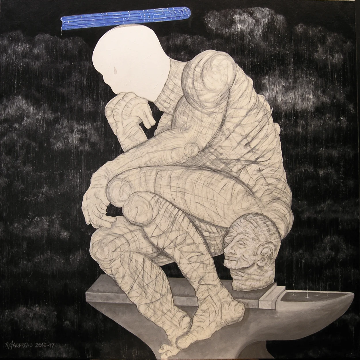 Model Thinkers - "Heavy Mind" (Still) 2016-17 36"h x 36"w oil, graphite on linen