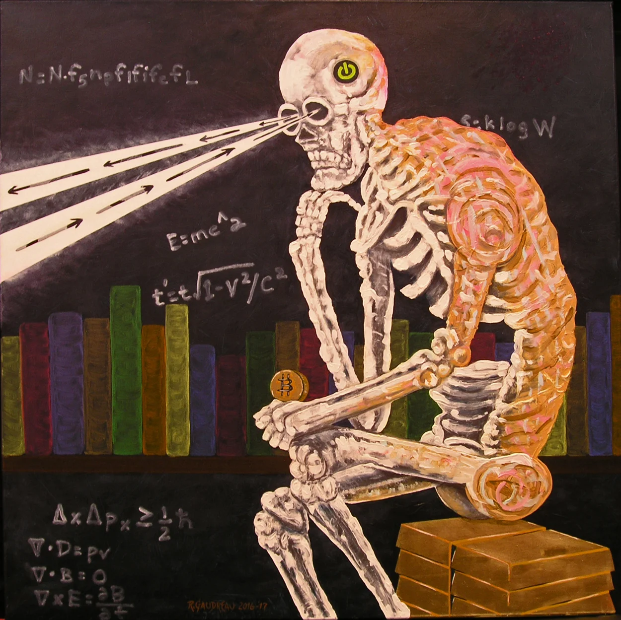 Model Thinkers - "Forward Thinker" (Dead or Alive) 2016-17 36"h x 36"w oil, graphite on linen 23k gold leaf