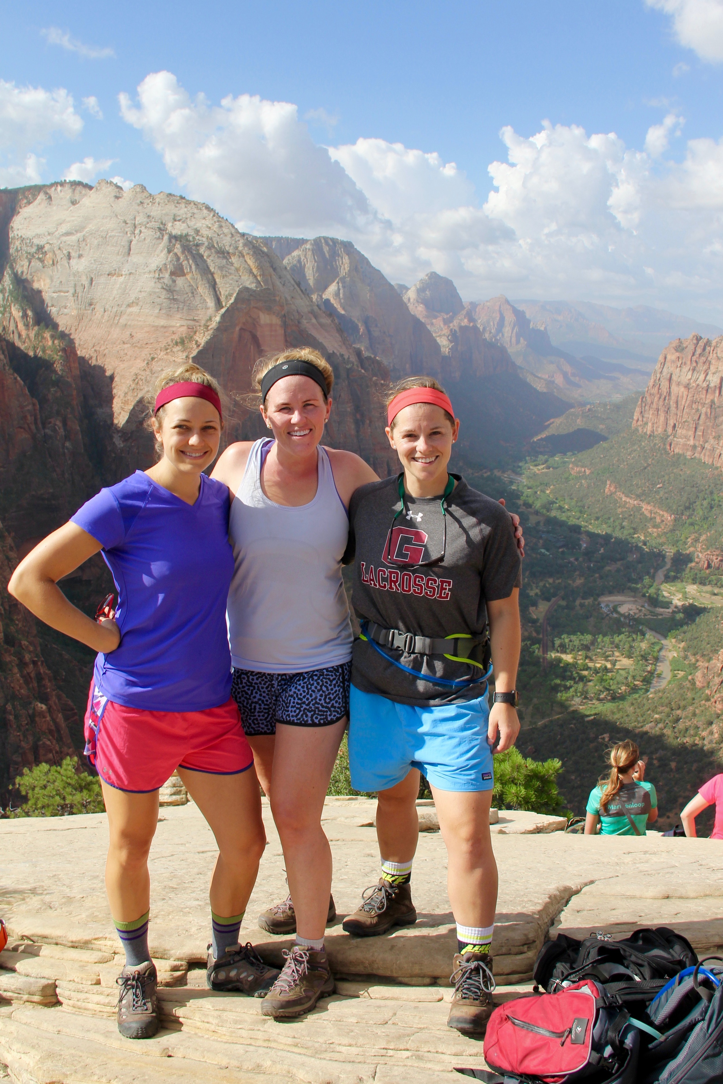  A wide stance at the top of Angel's Landing to make sure we don't fall off.  