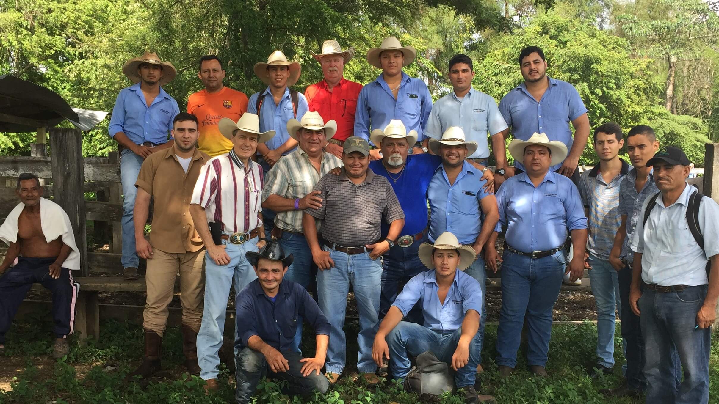 Our team with the bull riders and a couple of professors