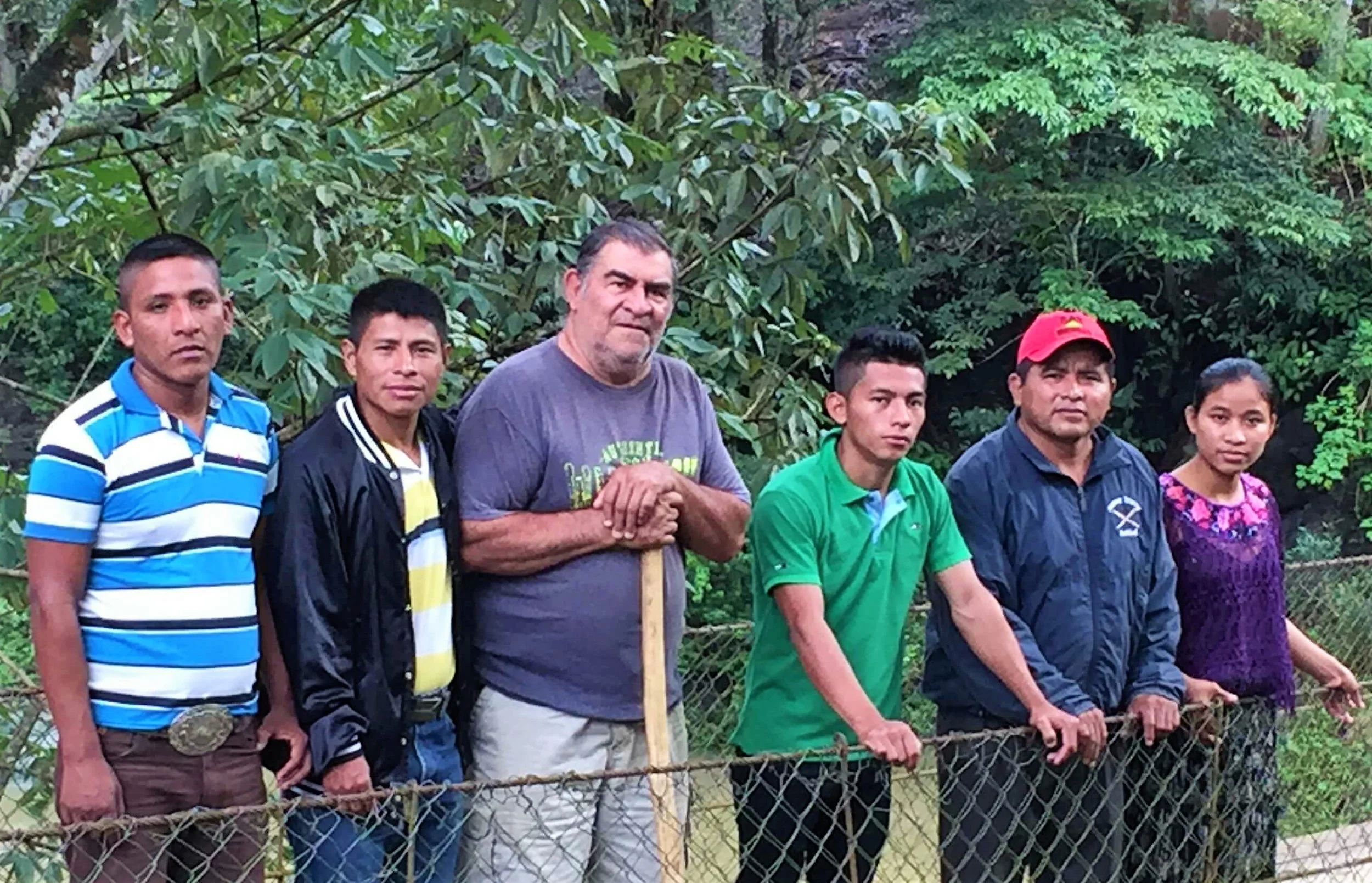 Kekchi group traveling with us: Left to right is Aníbal, Lorenzo, Cesar, Jose, and Jose's daughter Maria.