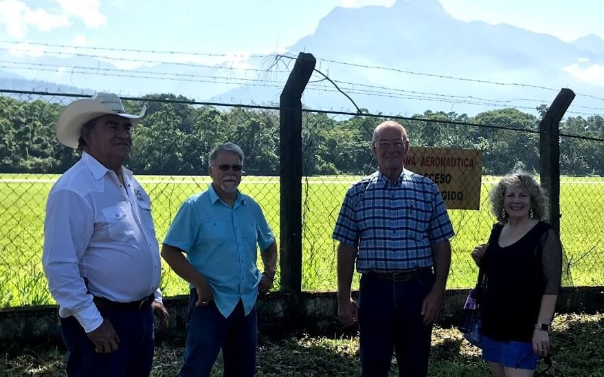 Standing at the back of the property of the Cattlemen’s Association in La Ceiba, Honduras, you can see the runway in the background for their international airport. Standing left to right is Cesar Gonzalez, Ray Gurney, Rex Kelley, and my wife Nola. Rex couldn’t help but be excited about the possibility of one day flying his airplane here! Please pray with him on that.