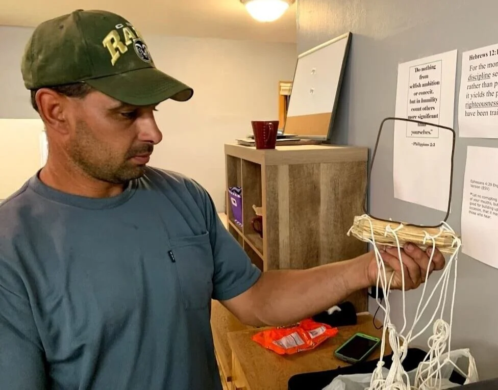 Marty Archibeque, a Burwell veterinarian, shows how he made his game. He still hasn’t come up with a name yet! But whatever it is, I am planning to take this idea to Guatemala this year and test it out!