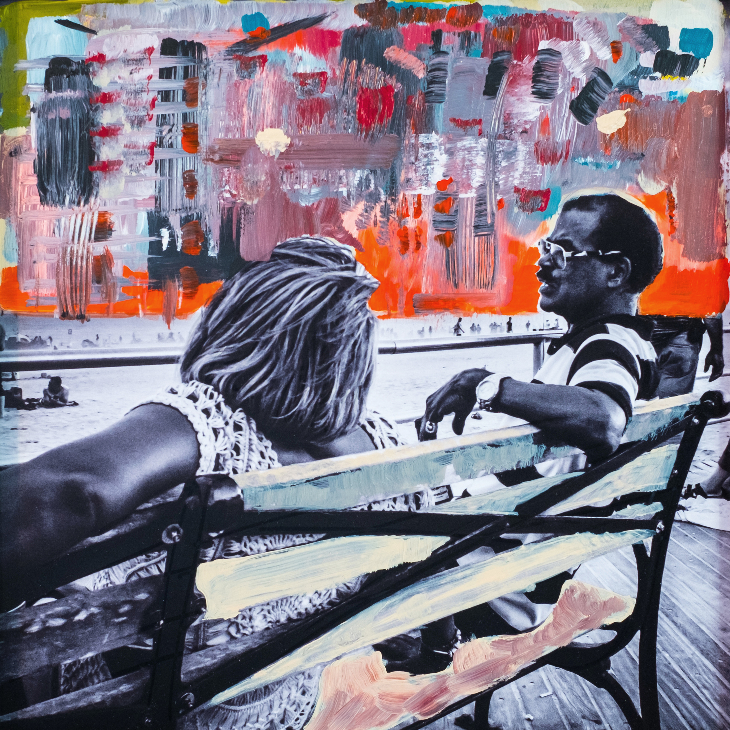 #14 CONEY CONVO oil, acrylic and uv ink on fine art photo paper $350