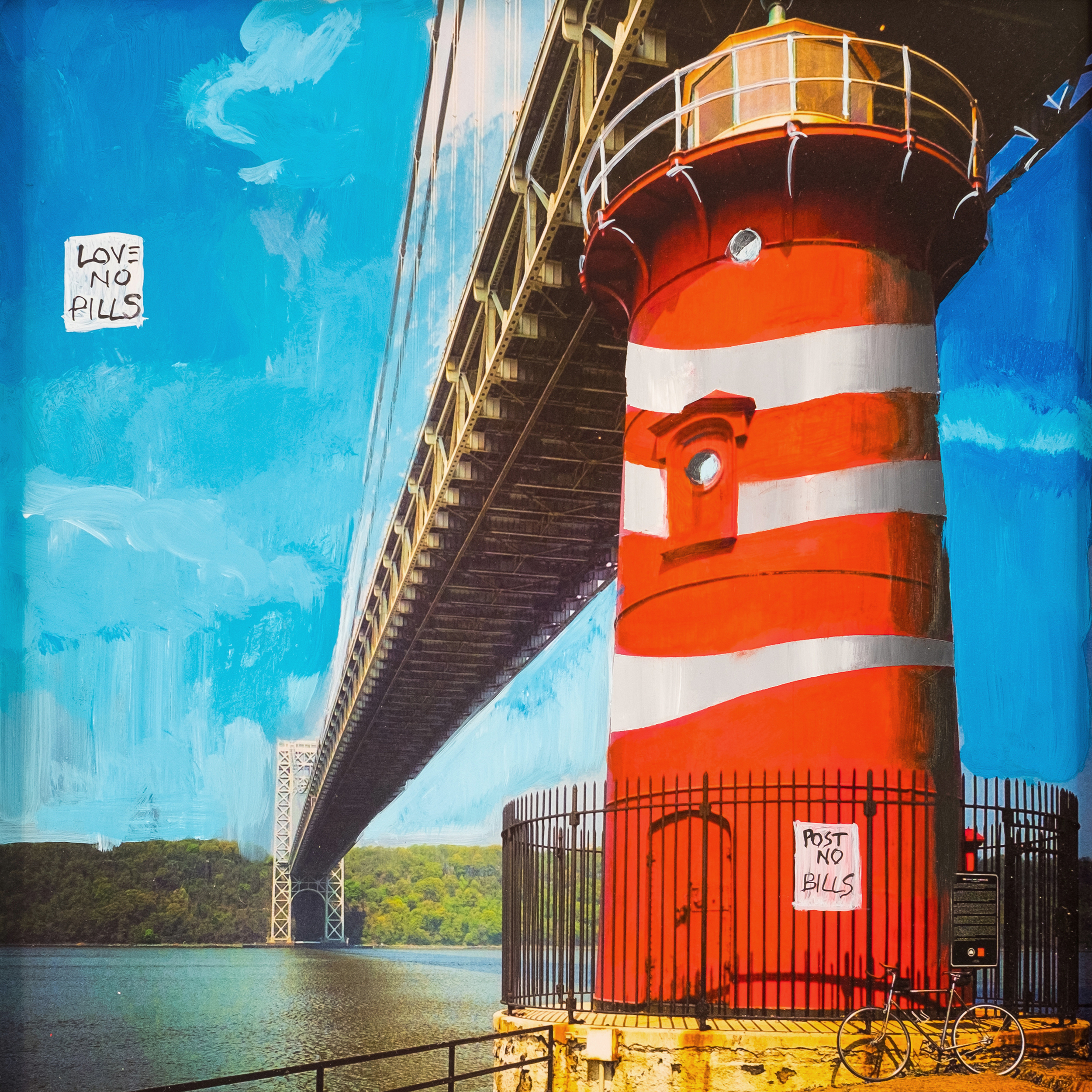  #33 LITTLE RED LIGHTHOUSE  (SOLD)  oil, acrylic and uv ink on fine art photo paper 