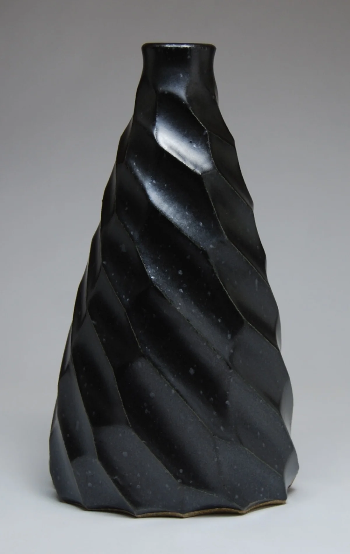 Black Faceted Cone Bottle