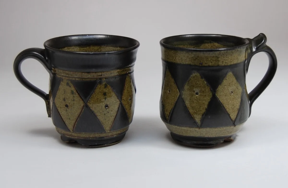 Celadon and Black Mugs