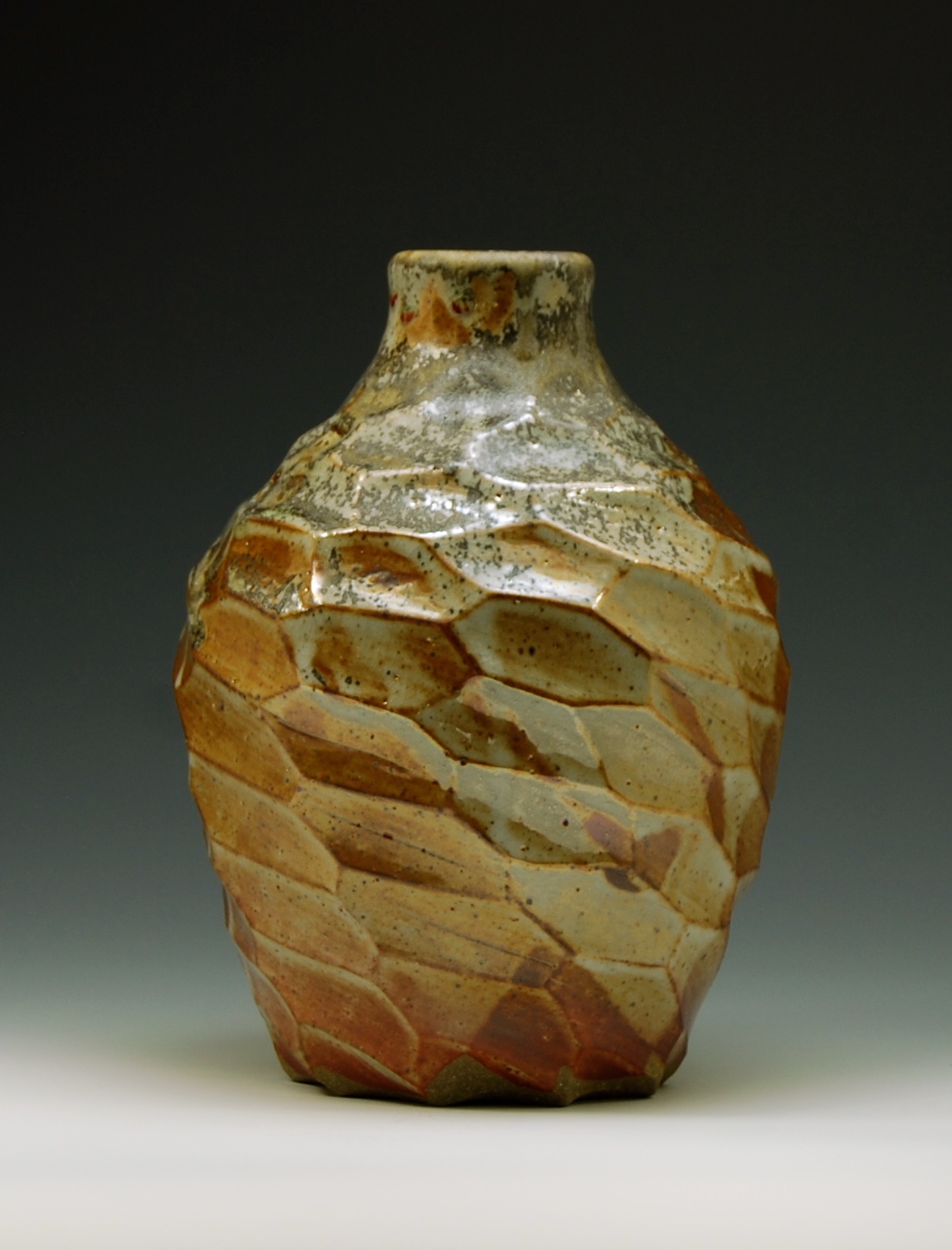 Faceted Shino Bottle