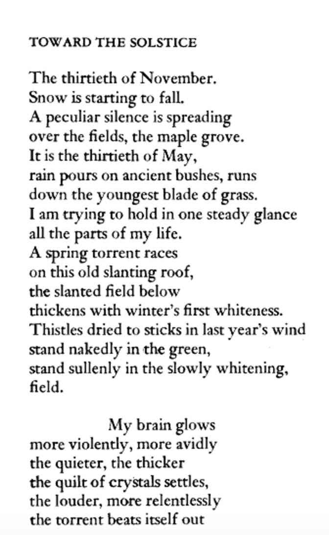 An excerpt from "Toward the Solstice," by Adrienne Rich