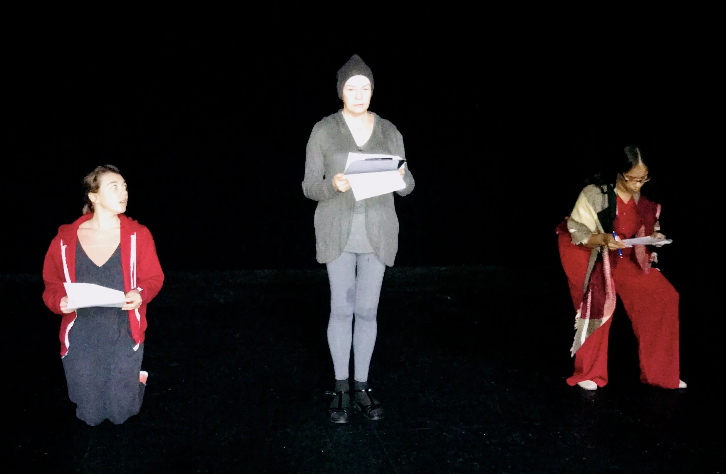 From Left: Franci DuMar, Jane Knox, and Fabiola Decius in “Call Me Sheela,” Our Voices Festival 2018