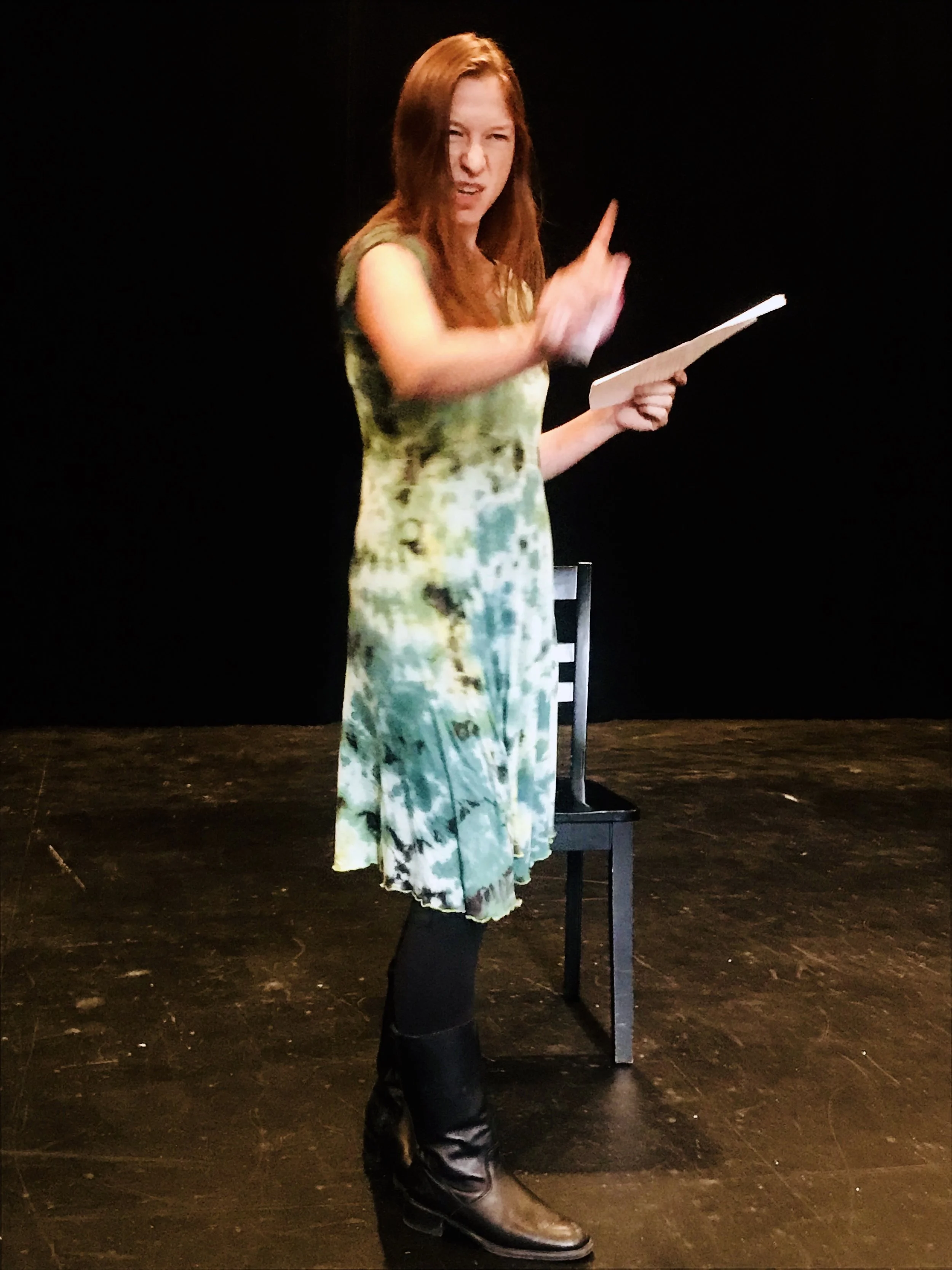 Amy Mevorach presenting her monologue