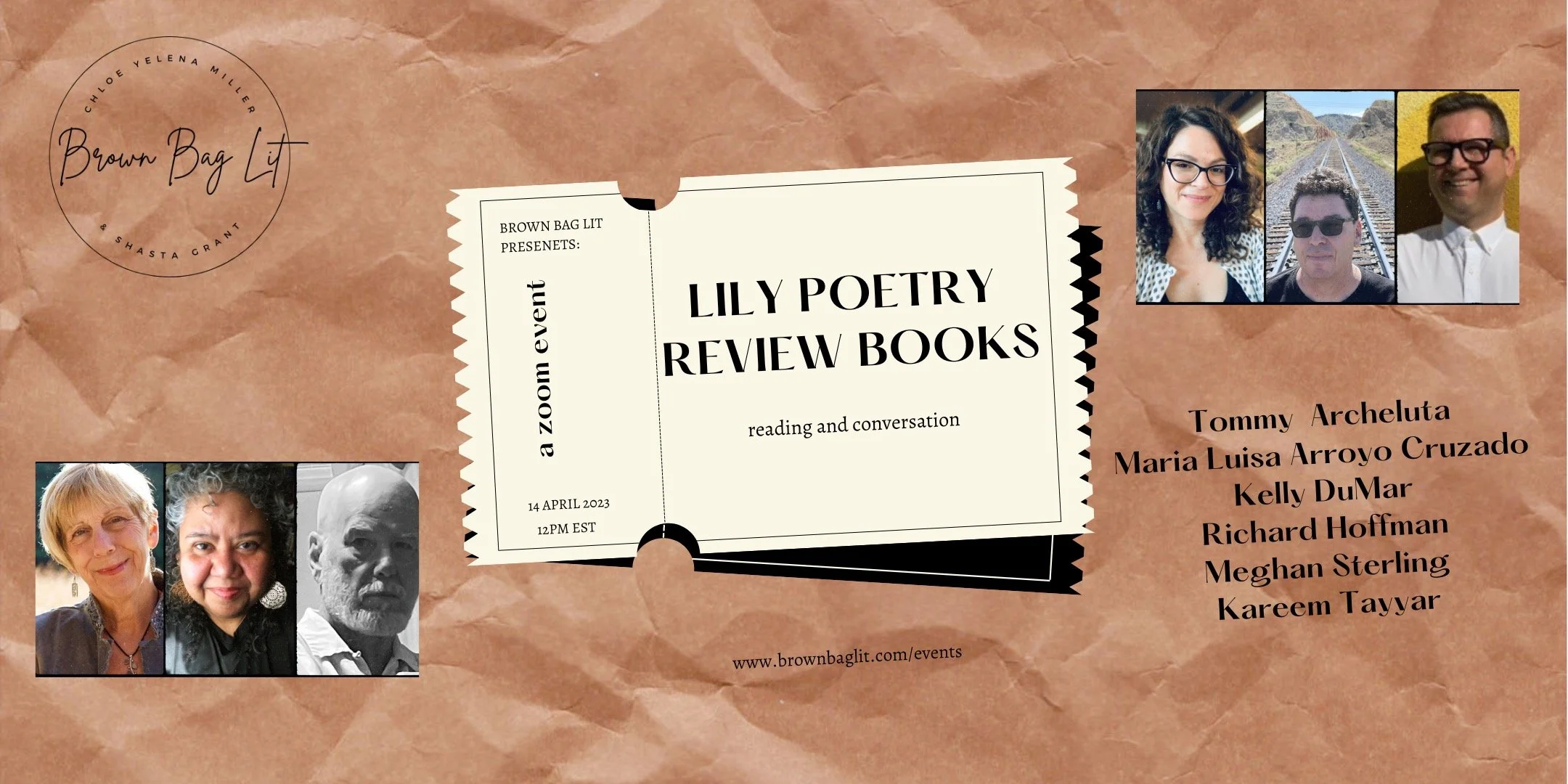 Kelly's Reading Poetry with Brown Bag Poets on Zoom Friday April 14, 12-1:00 p.m. ET FREE