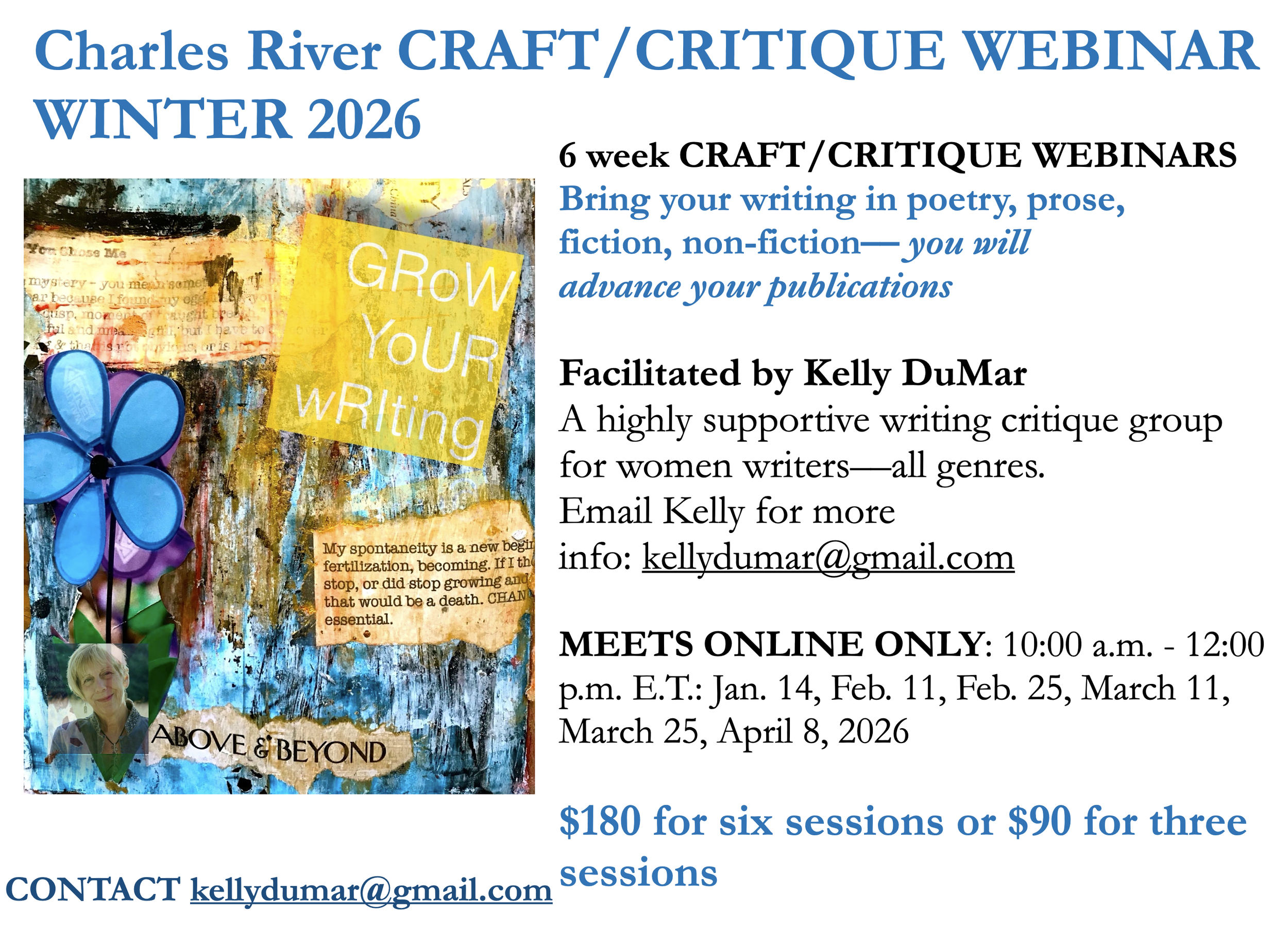 Charles Rive CRAFT/CRITIQUE 6-Week Webinar Starts Jan. 14, 2026 10:00 a.m. Eastern