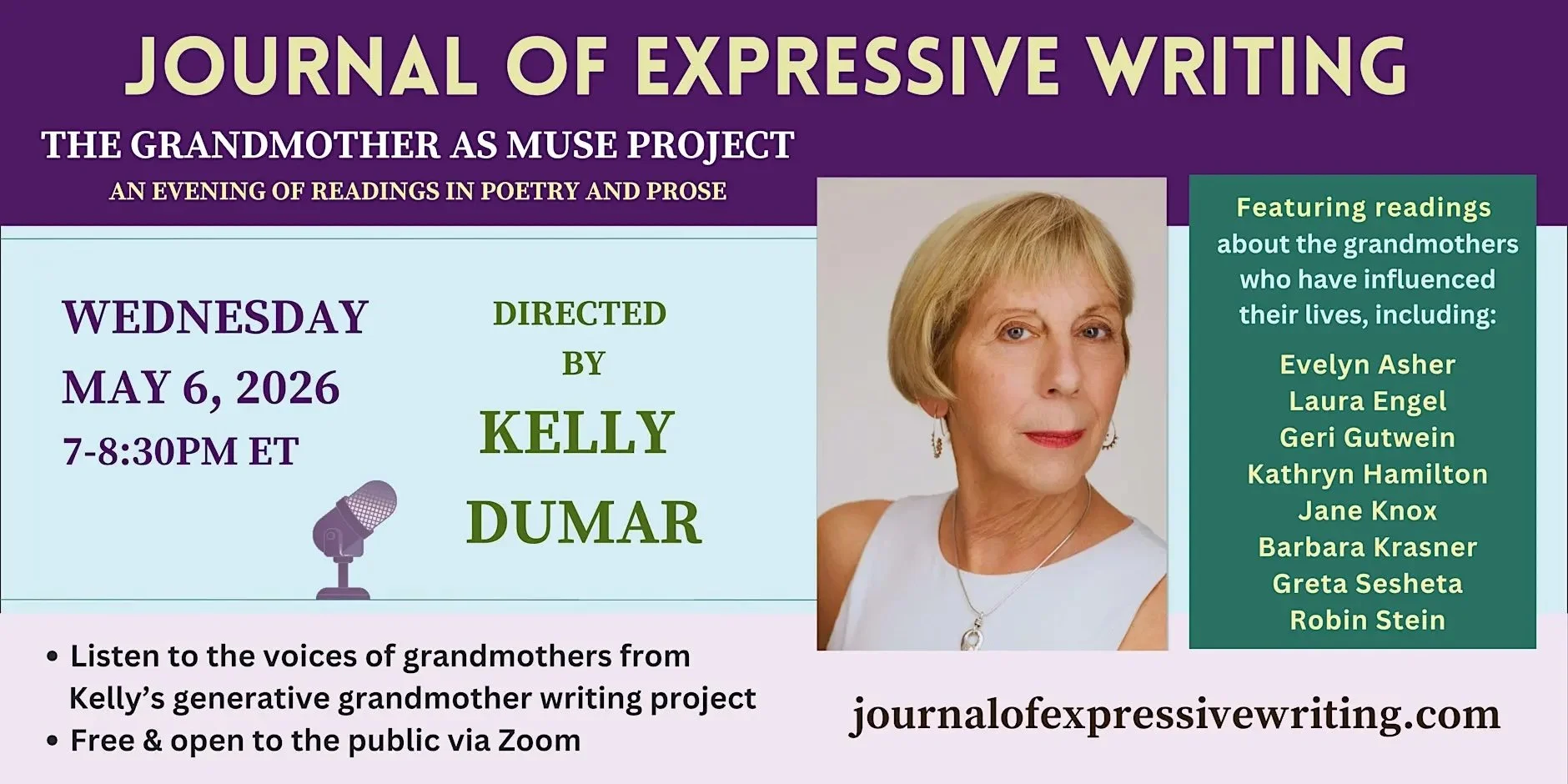 The Grandmother Readings: Hosted by the Journal of Expressive Writing May 6, 2026 on Zoom