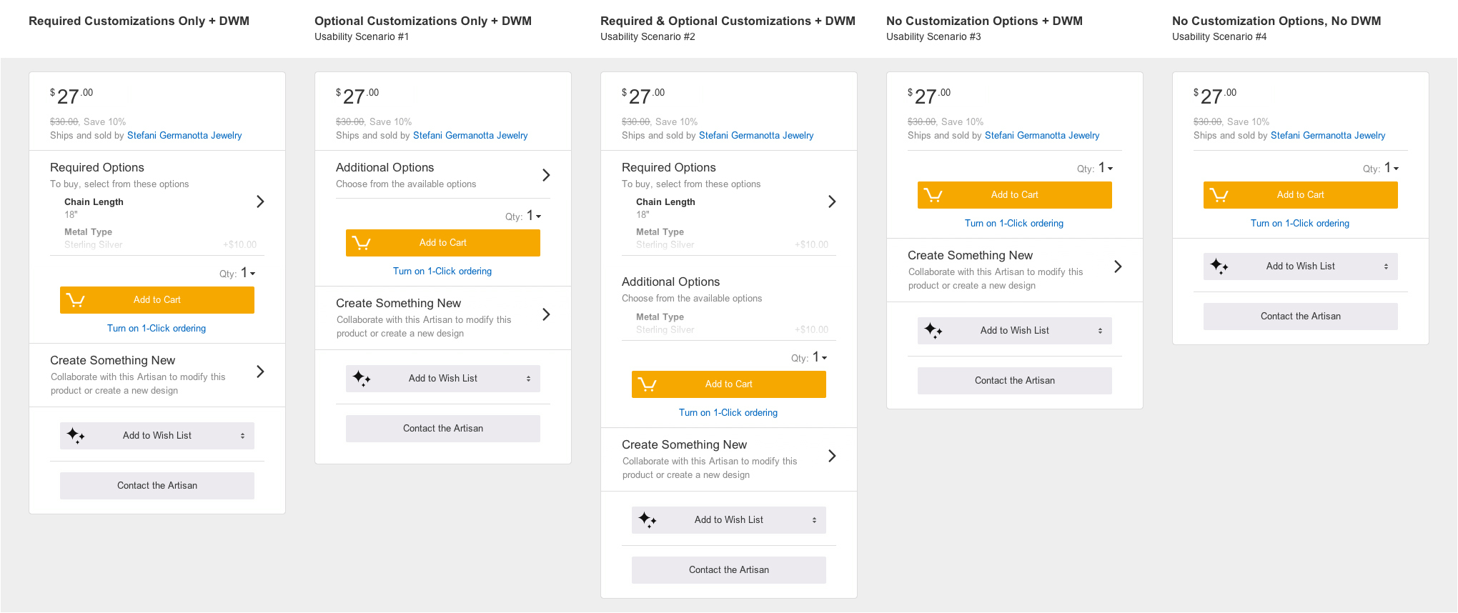 Solutions for the different potential states of a buy box.