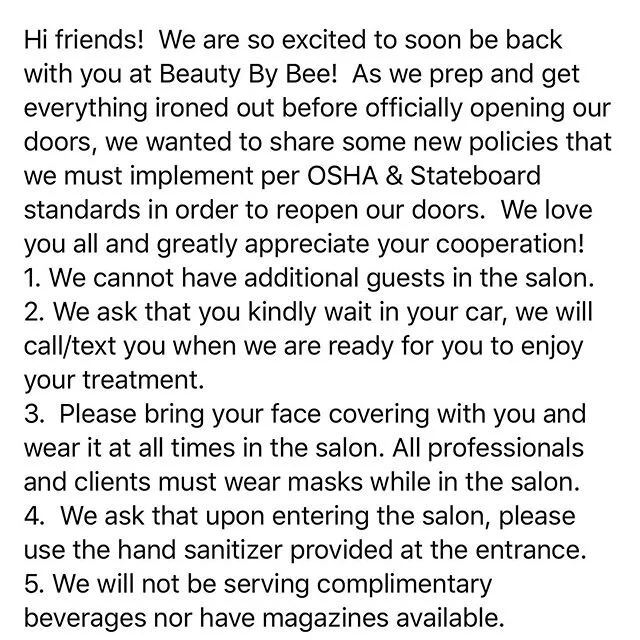 Happy Sunday loves!! Here is our new policies. Take the time to read them please. Hopefully we will be seeing you very soon. 💅🏽💜