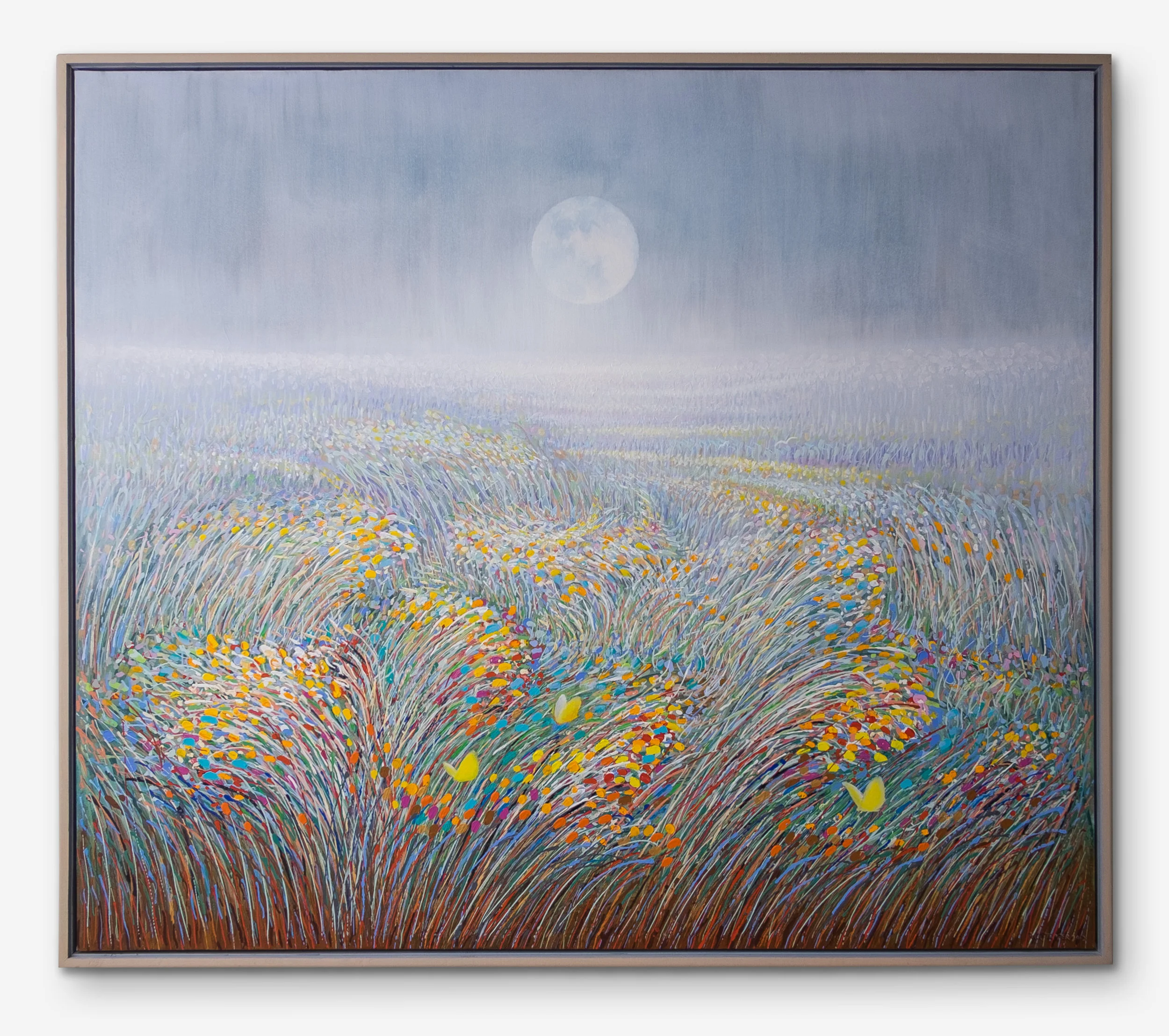 Misty Landscape with Yellow Butterflies