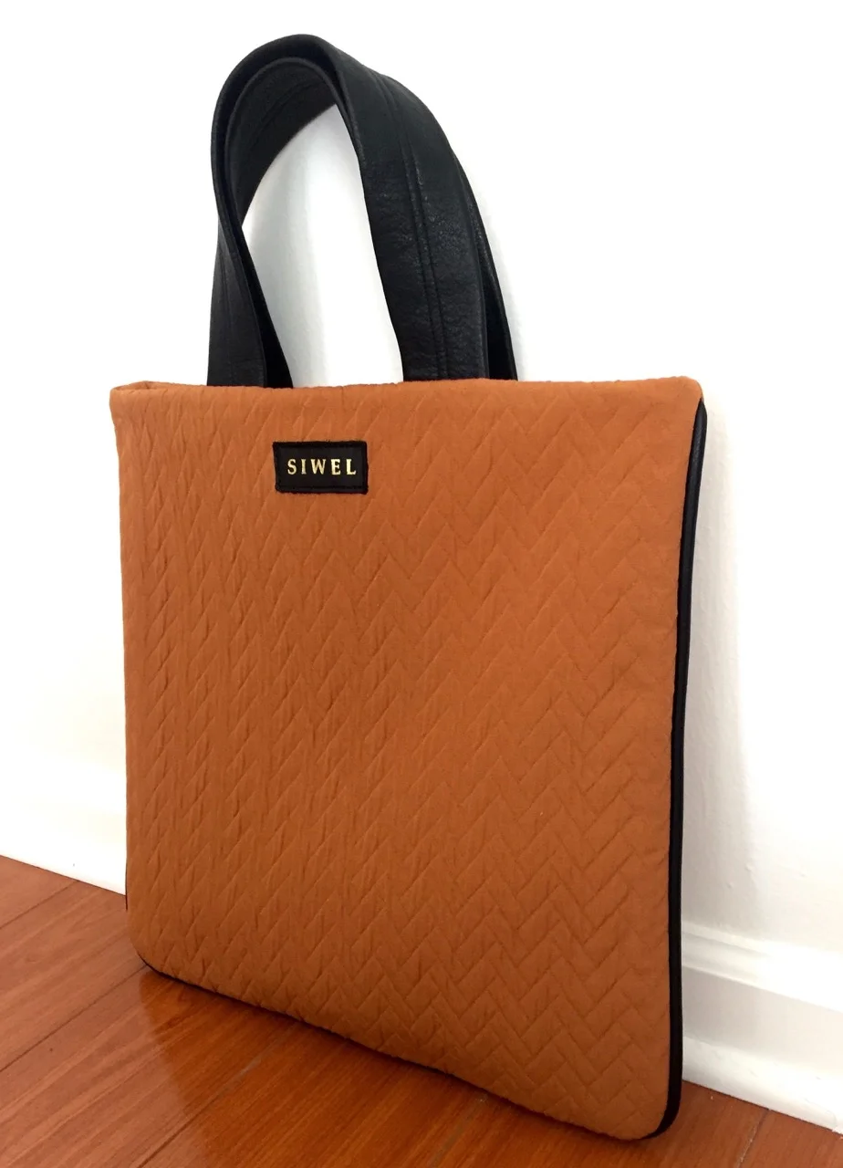SIWEL Handbags - Ochre Fabric Tote Bag2.jpeg