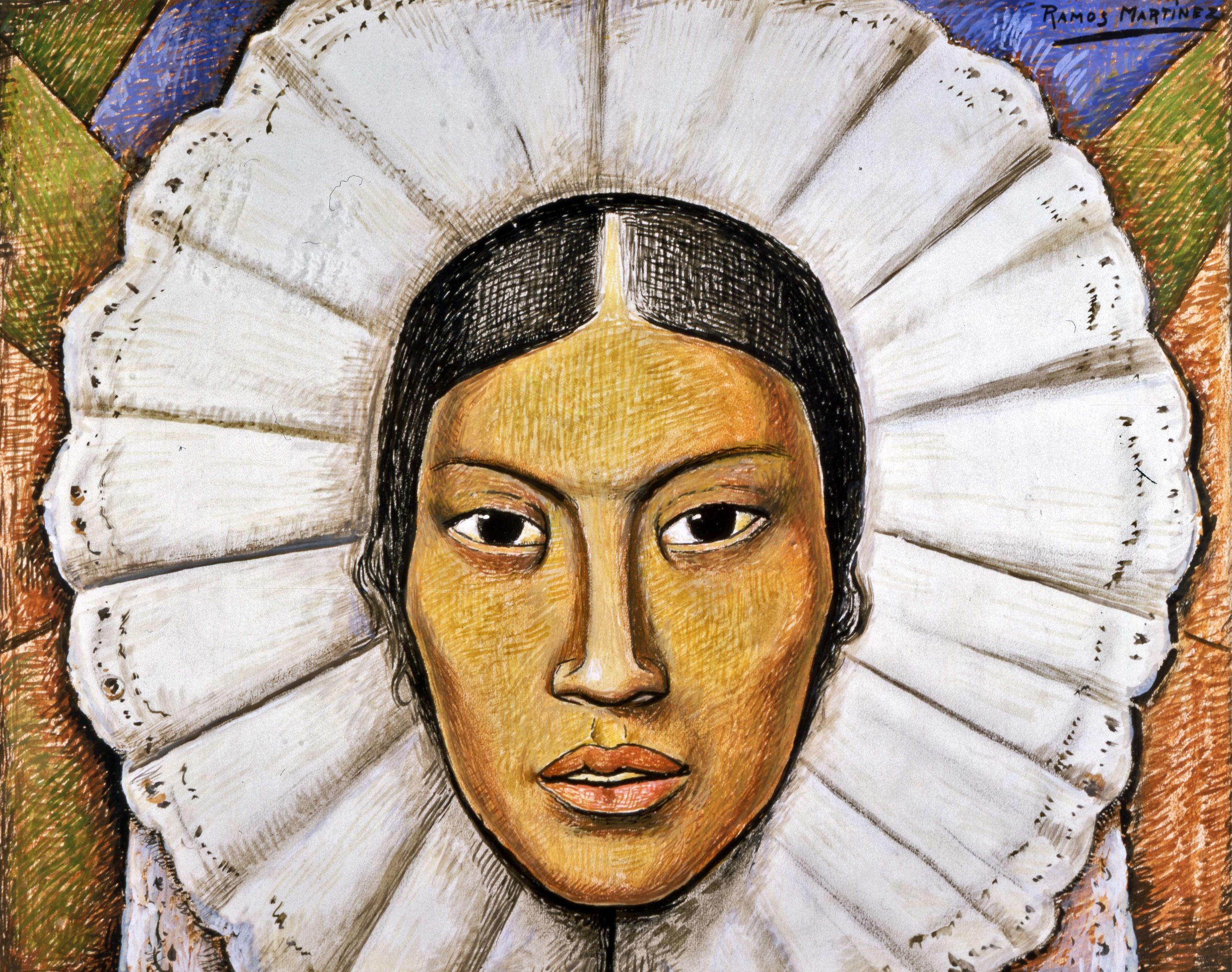 Tehuana / Woman from Tehuantepec ca. 1930 tempera and gouache on paper / temple y aguada sobre panel 13 x 16.3 inches / 33 x 41.3 centímetros Private collection