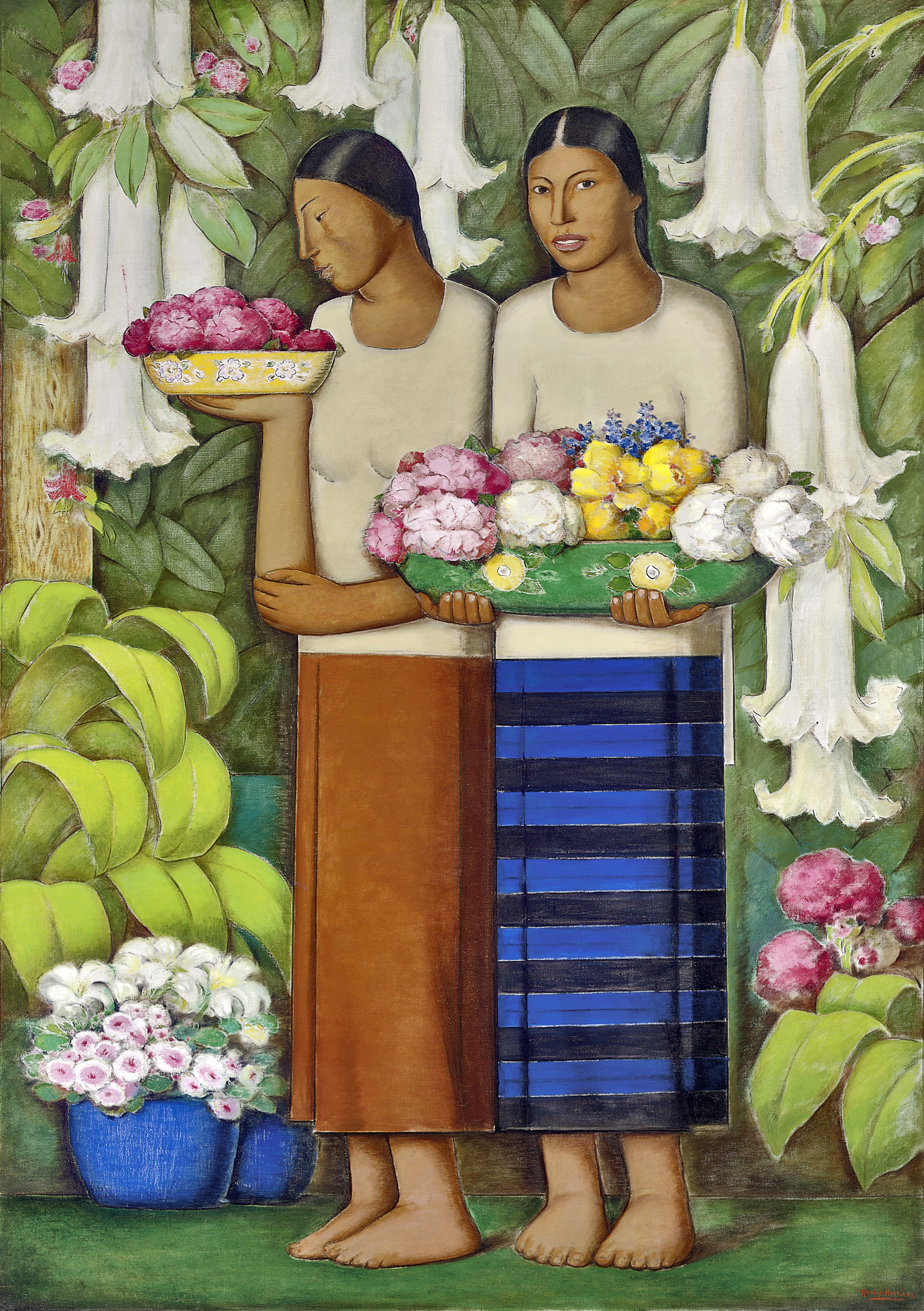 Mujeres Cargando Flores / Women Carrying Flowers ca. 1932 oil on canvas / óleo sobre tela 59 x 36.5 inches; 149.9 x 92.5 centímetros Private collection
