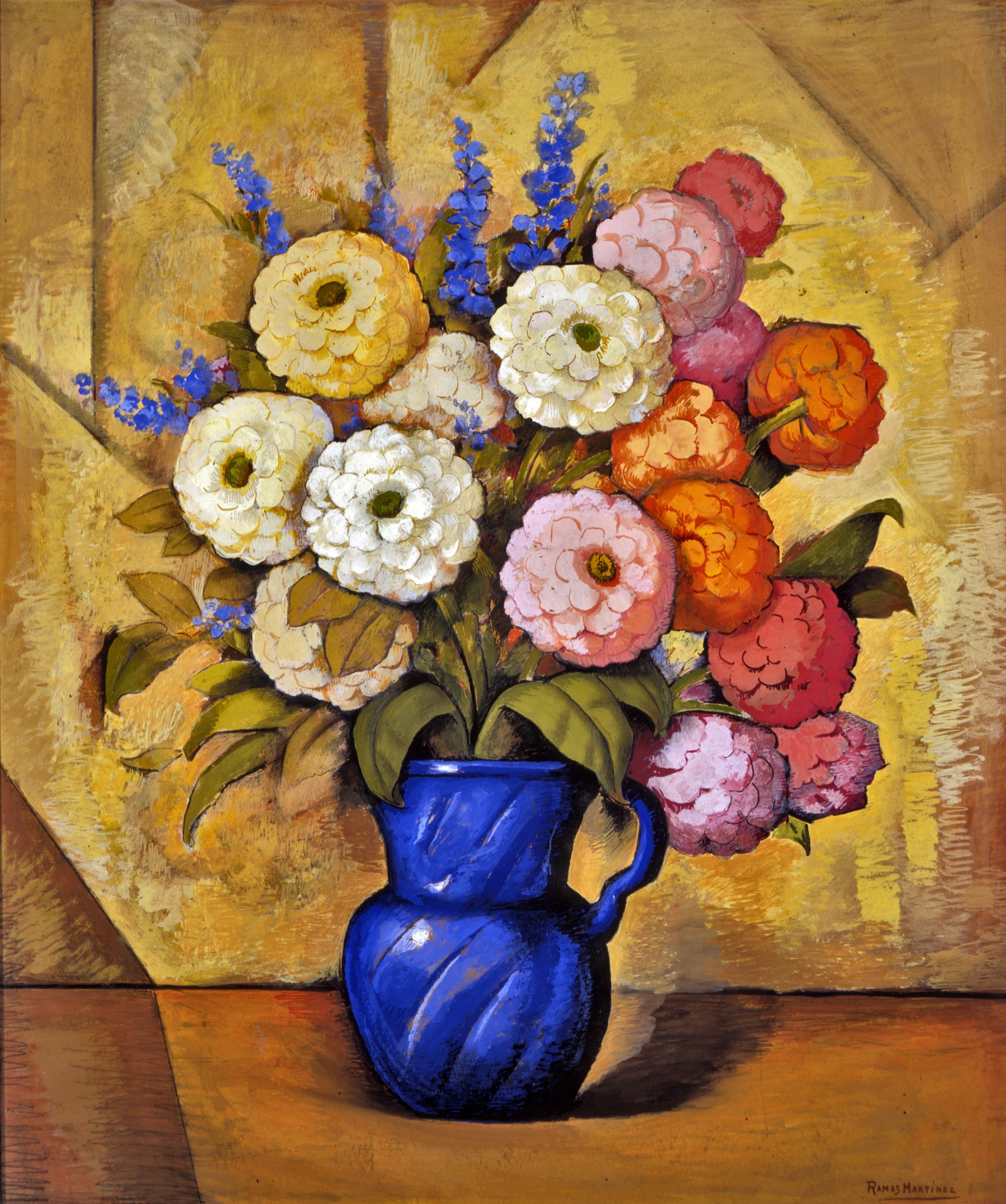 Jarrón Azul con Flores / Flowers in a Blue Vase ca. 1934 tempera on paper / temple sobre papel 36 x 29.9 inches; 91.4 x 75.9 centímetros Private collection