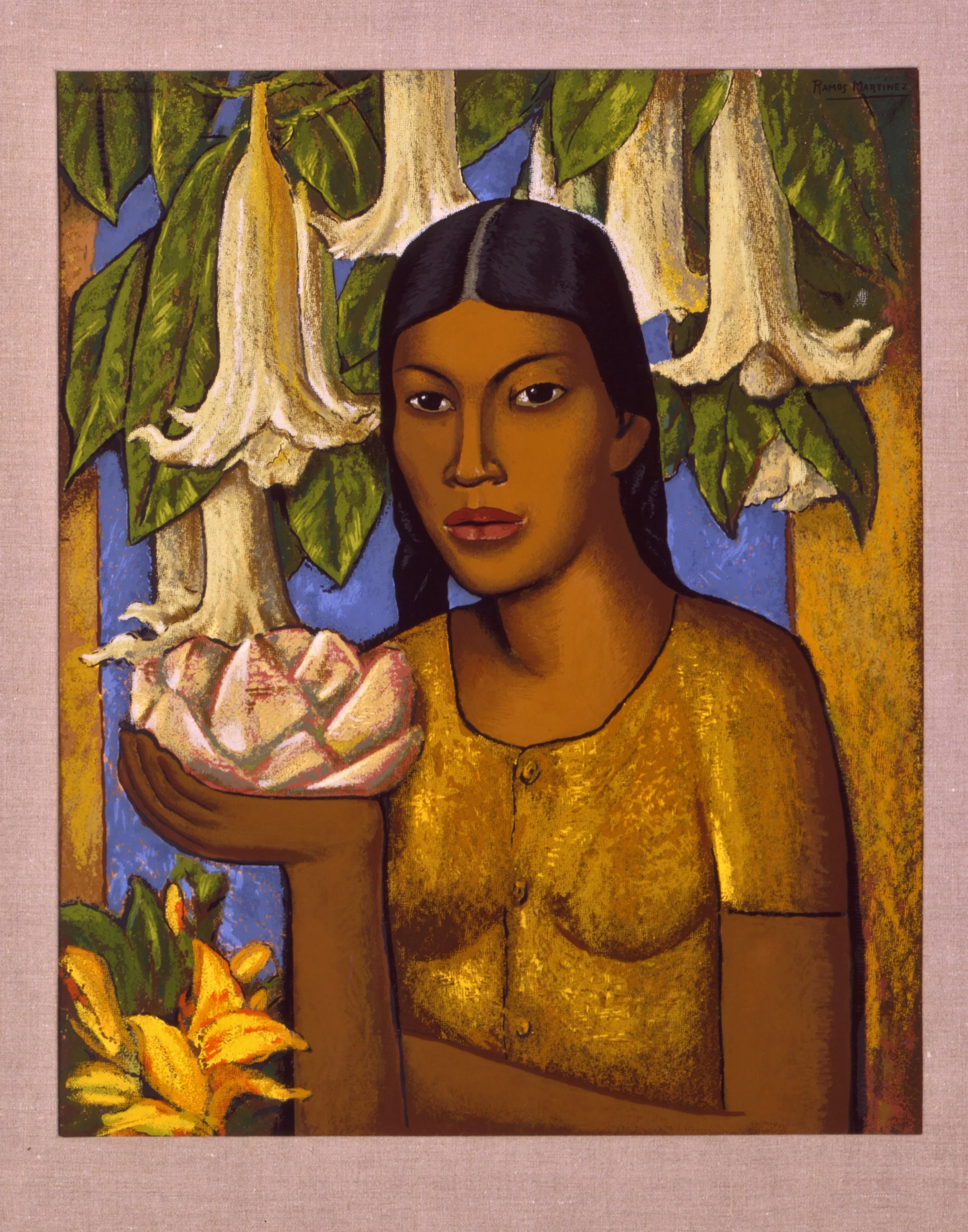 La India de los Floripondios / Indian Girl with Trumpet Flowers ca. 1932 oil on canvas / óleo sobre tela 30 x 24 inches; 76.2 x 61 centímetros Private collection