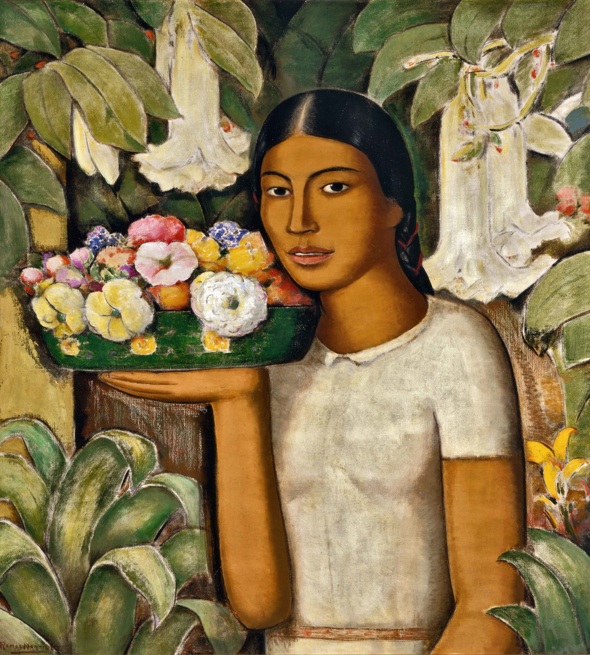 Mujer con Flores / Woman with Flowers ca. 1932 oil on canvas / óleo sobre tela 32 x 28 inches; 81.3 x 71.1 centímetros Private collection