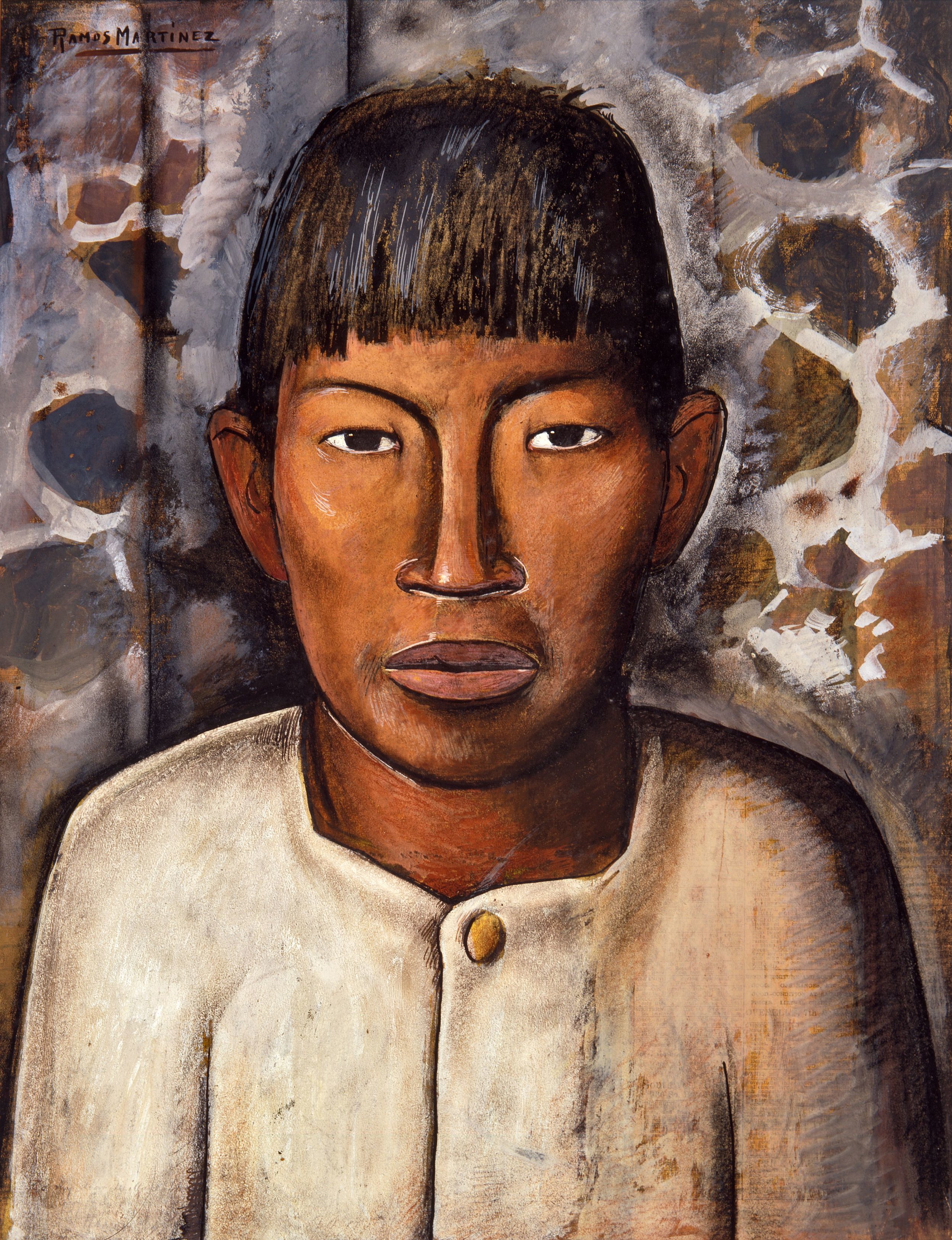 Muchacho Mexicano / Mexican Boy ca. 1938 gouache and charcoal on newsprint / aguada y carbón sobre papel periódico 21.3 x 16.5 inches / 54 x 41.9 centímetros Private collection