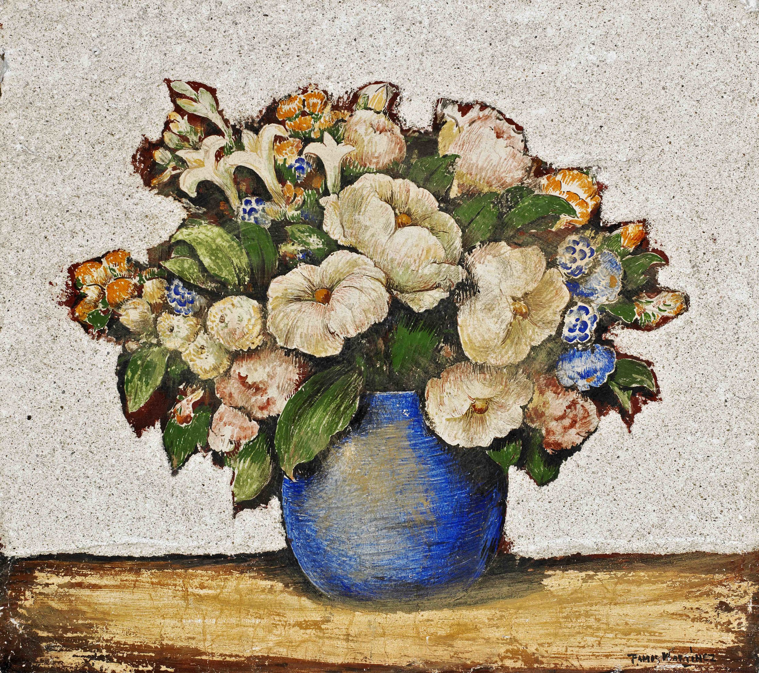 Ramo de Primavera / Spring Bouquet ca. 1935 fresco 17 x 15.6 inches; 43.2 x 39.7 centímetros Private collection