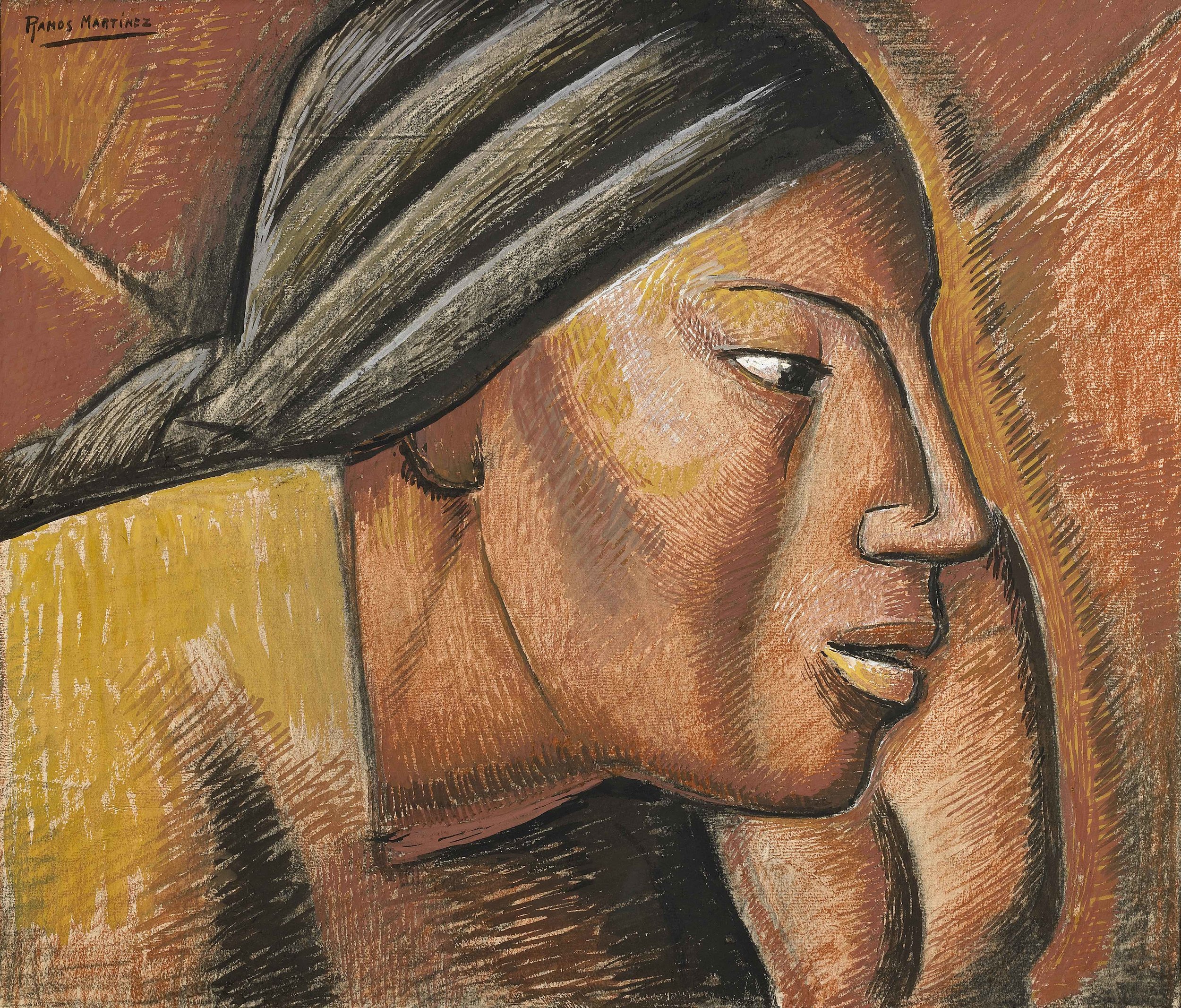Estudio de Mujer Indígena / Study of an Indian Woman ca. 1935 tempera and charcoal on paper / temple y carbón sobre papel 16.8 x 19.9 inches; 42.6 x 50.5 centímetros Private collection