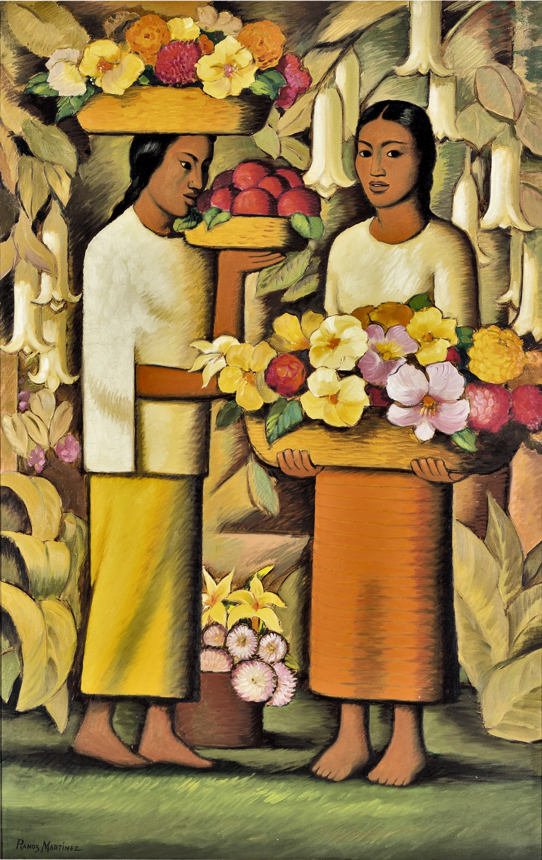 Mujeres con Flores (Grande) / Women with Flowers (Large) ca. 1938 oil on canvas / óleo sobre tela 56.5 x 36 inches; 143.5 x 91.4 centímetros Private collection
