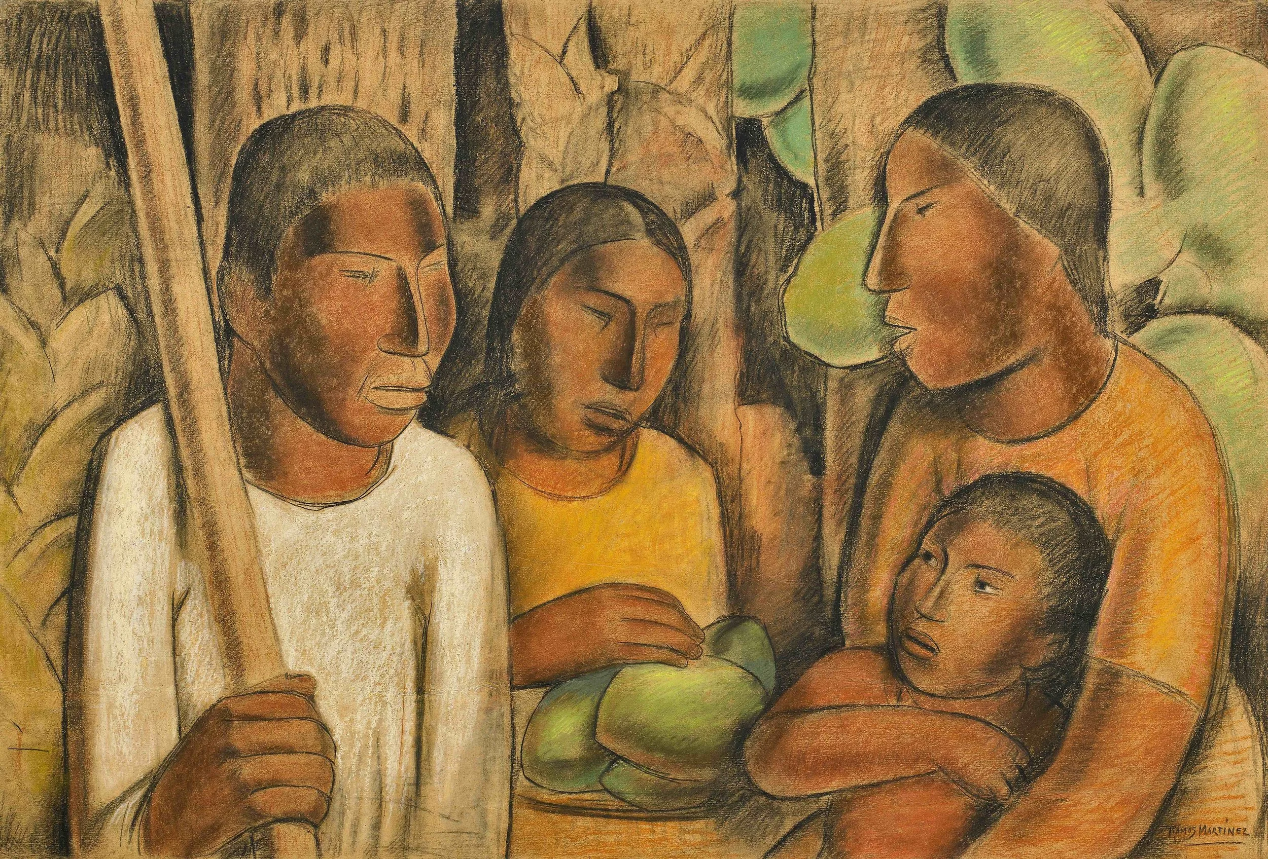 Vendedore de Cocos / Coconut vendor ca. 1938 tempera, pastel, and Conté crayon on paper / temple, pintura al pastel y crayon Conté sobre papel 24.3 x 36.3 inches; 61.6 x 92.1 centímetros