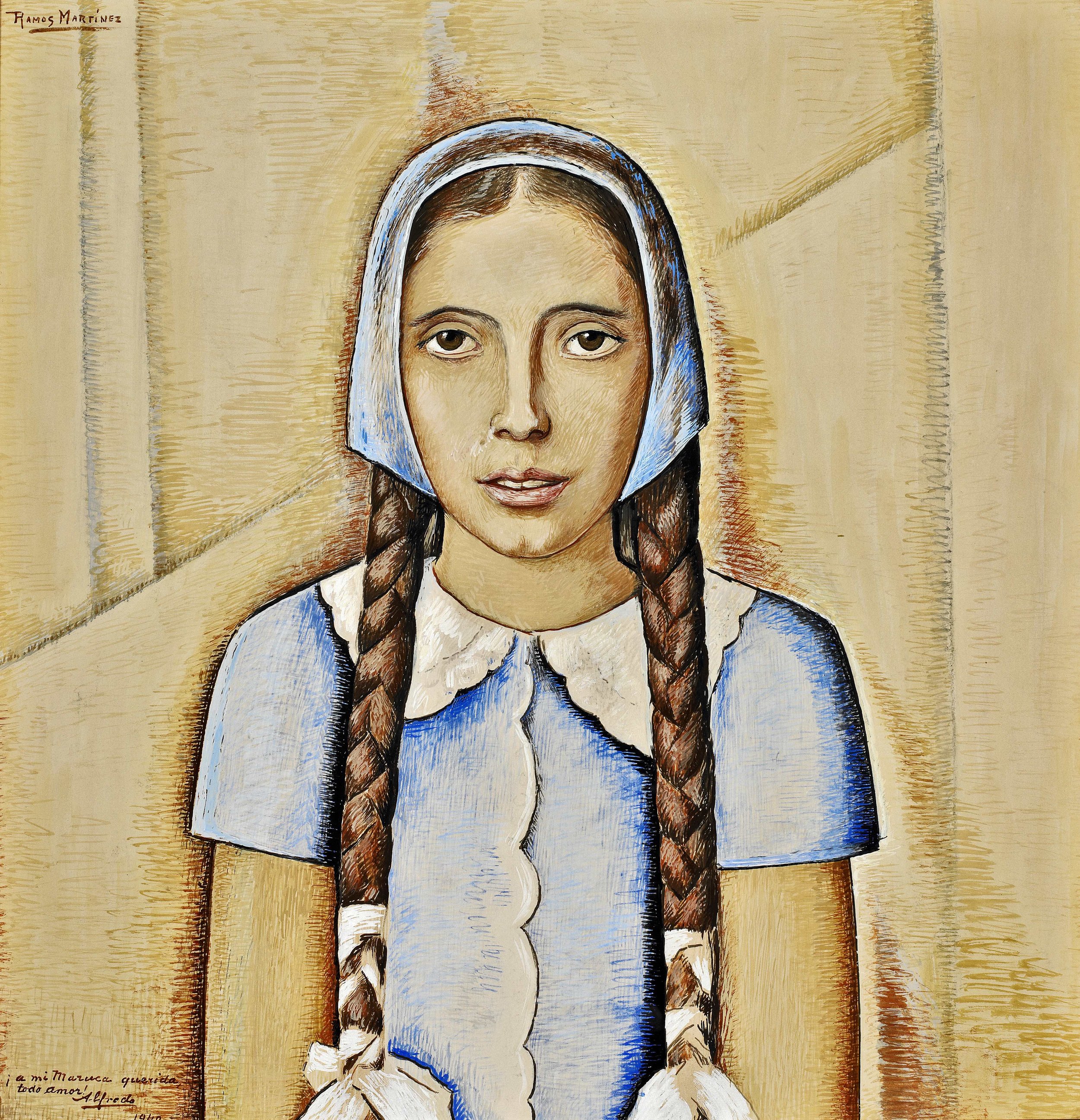 Retrato de su Hija Maria a los Once Años de Edad / Portrait of Maria, Age Eleven 1940 tempera on board / temple sobre tabla 22.3 x 21 inches; 56.5 x 53.3 centímetros Private collection