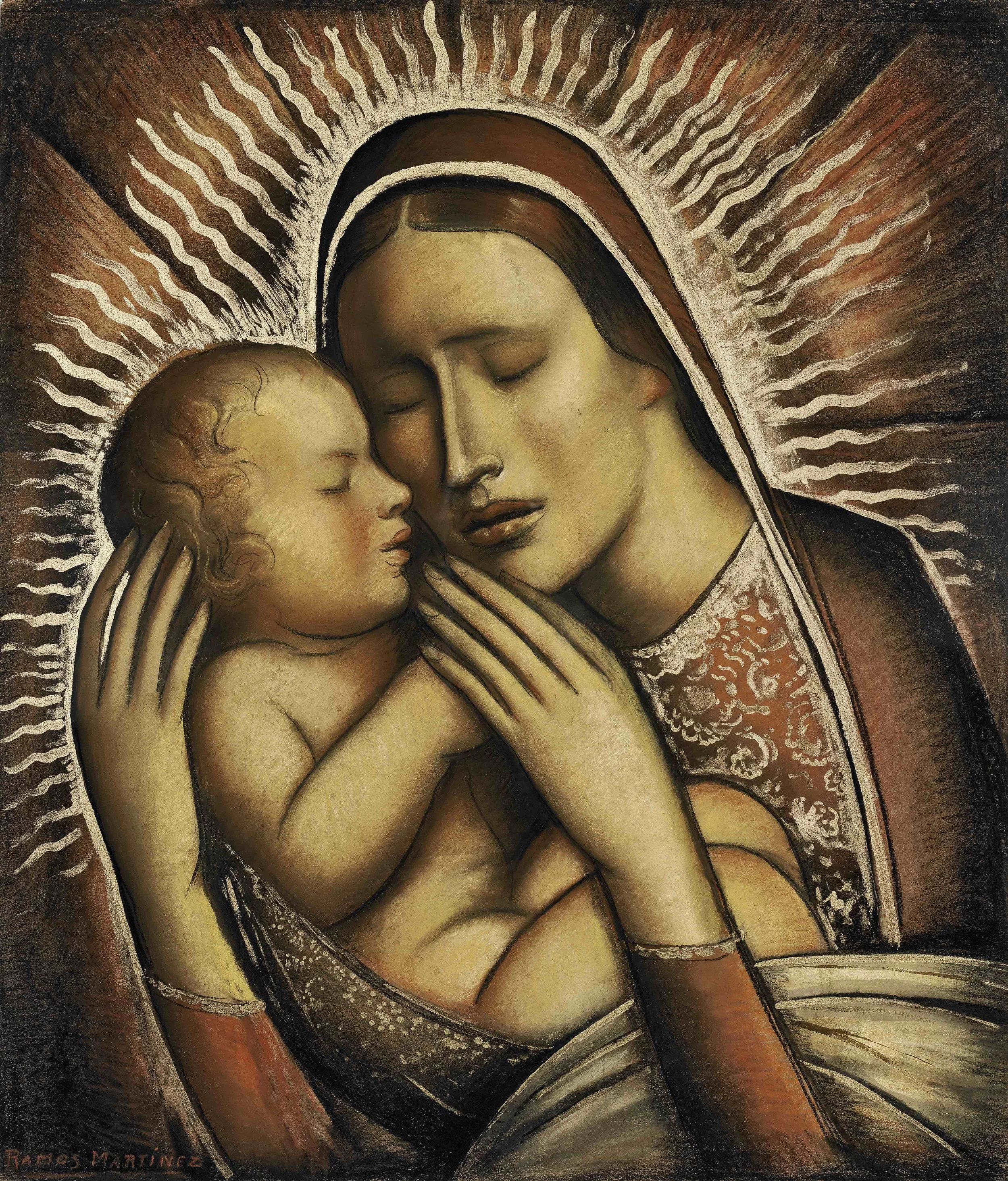 La Virgen y el Niño / The Virgin and Child ca. 1941 tempera, gold leaf and charcoal on board / temple, oro en hoja y carbón sobre tabla 25 x 21.3 inches; 63.5 x 54 centímetros Private collection