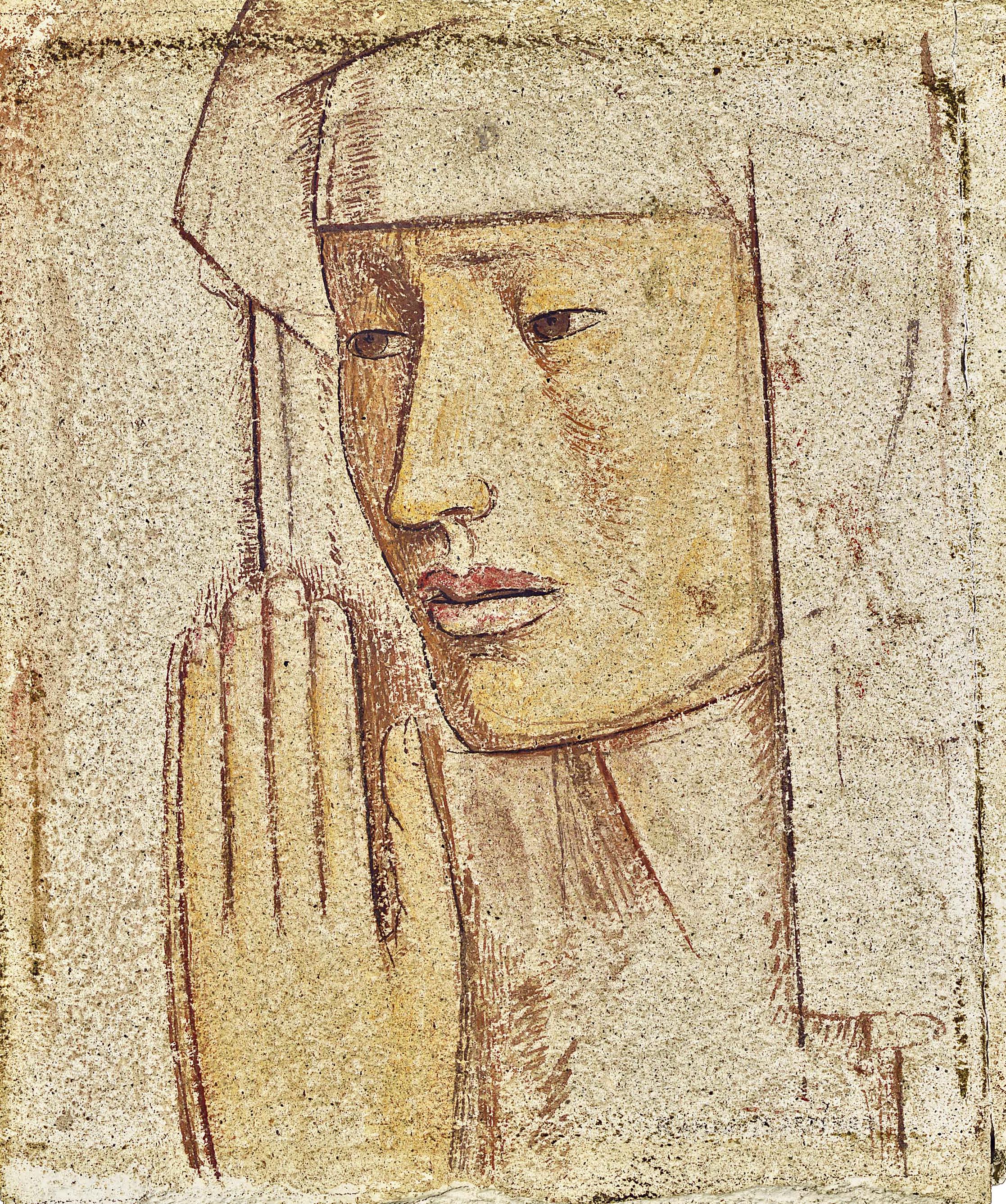 Cabeza / Head 1943 tempera on concrete / temple sobre cemento 11.8 x 10.5 inches; 29.8 x 26.7 centímetros Private collection