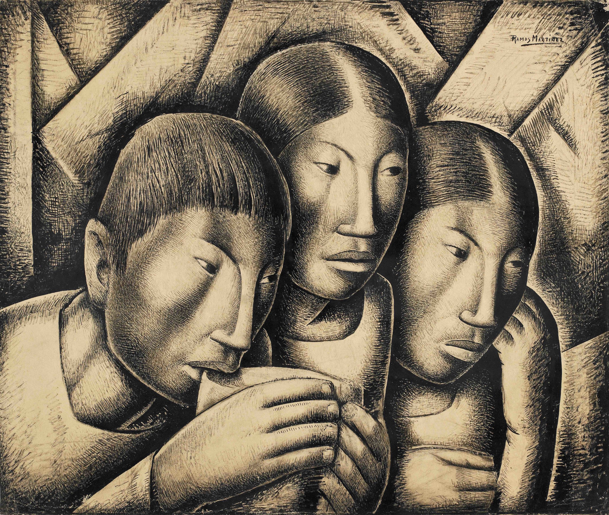 Hermano y Hermanas / Brother and Sisters ca. 1935 tempera on board / temple sobre tabla 17 x 20.5 inches; 43.2 x 52.1 centímetros Private collection