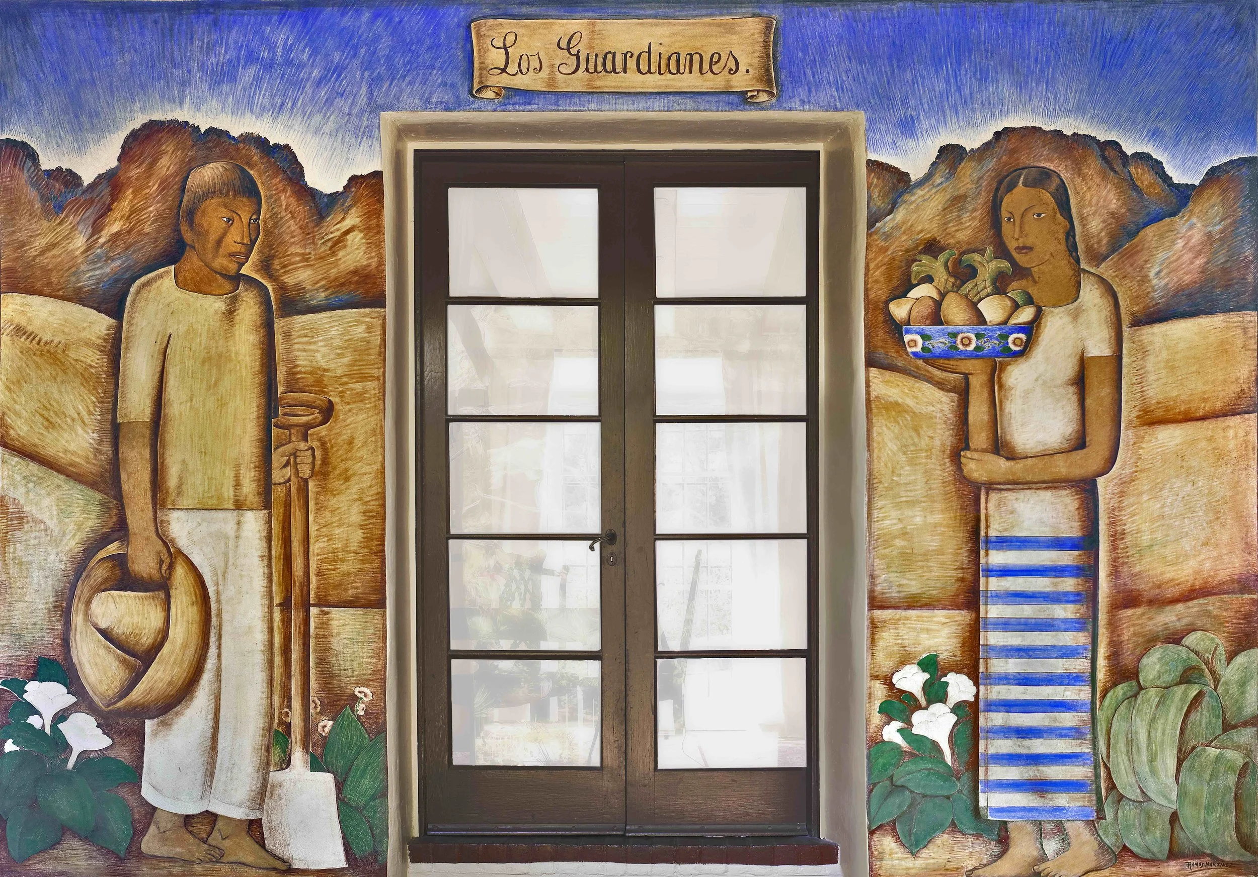 Los Guardianes / The Guardians 1934 fresco for the residence of Henry Eichheim, Santa Barbara