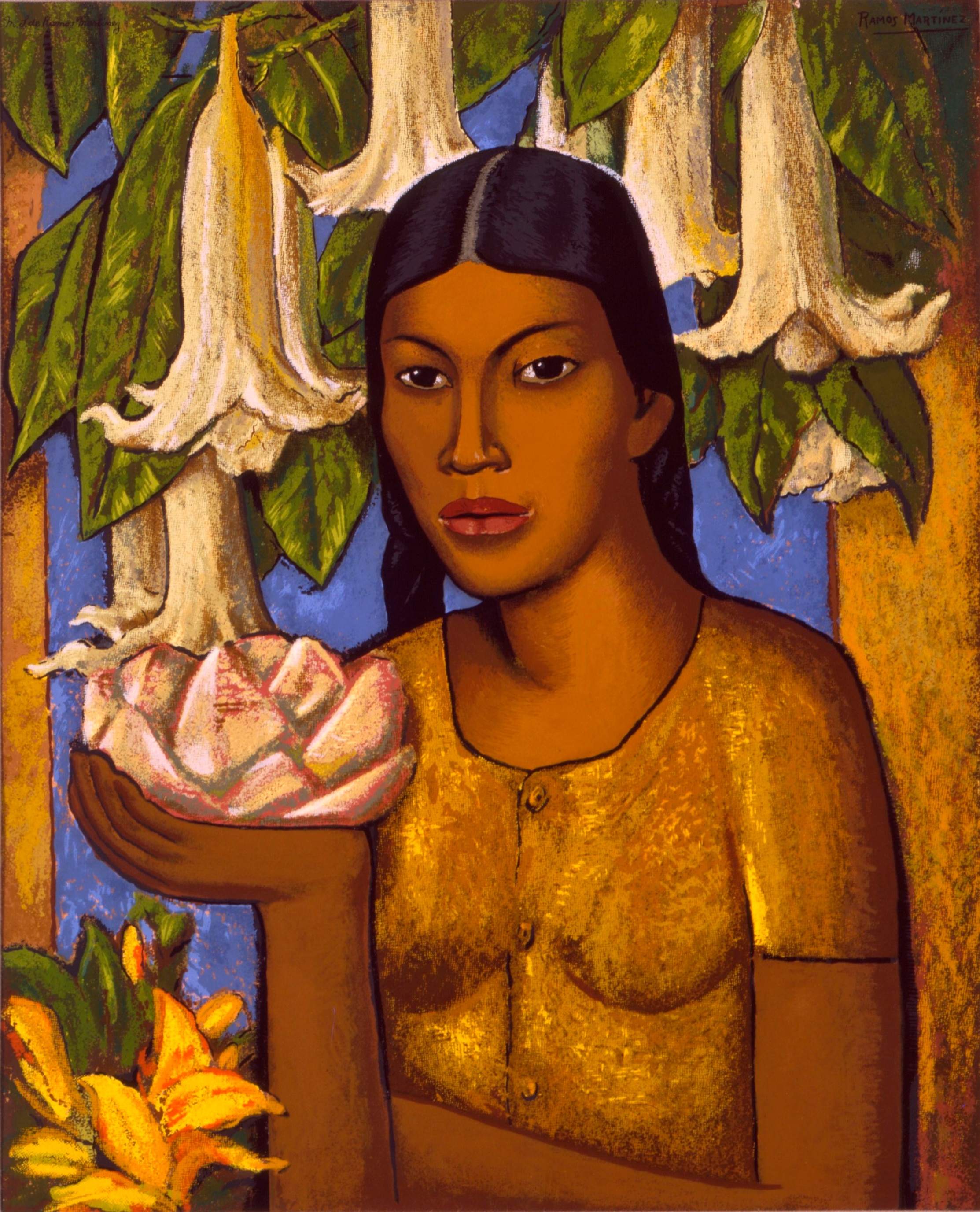 La India de los Floripondios / Indian Girl with Trumpet Flowers ca. 1932 oil on canvas / óleo sobre tela 30 x 24 inches; 76.2 x 61 centímetros Private collection