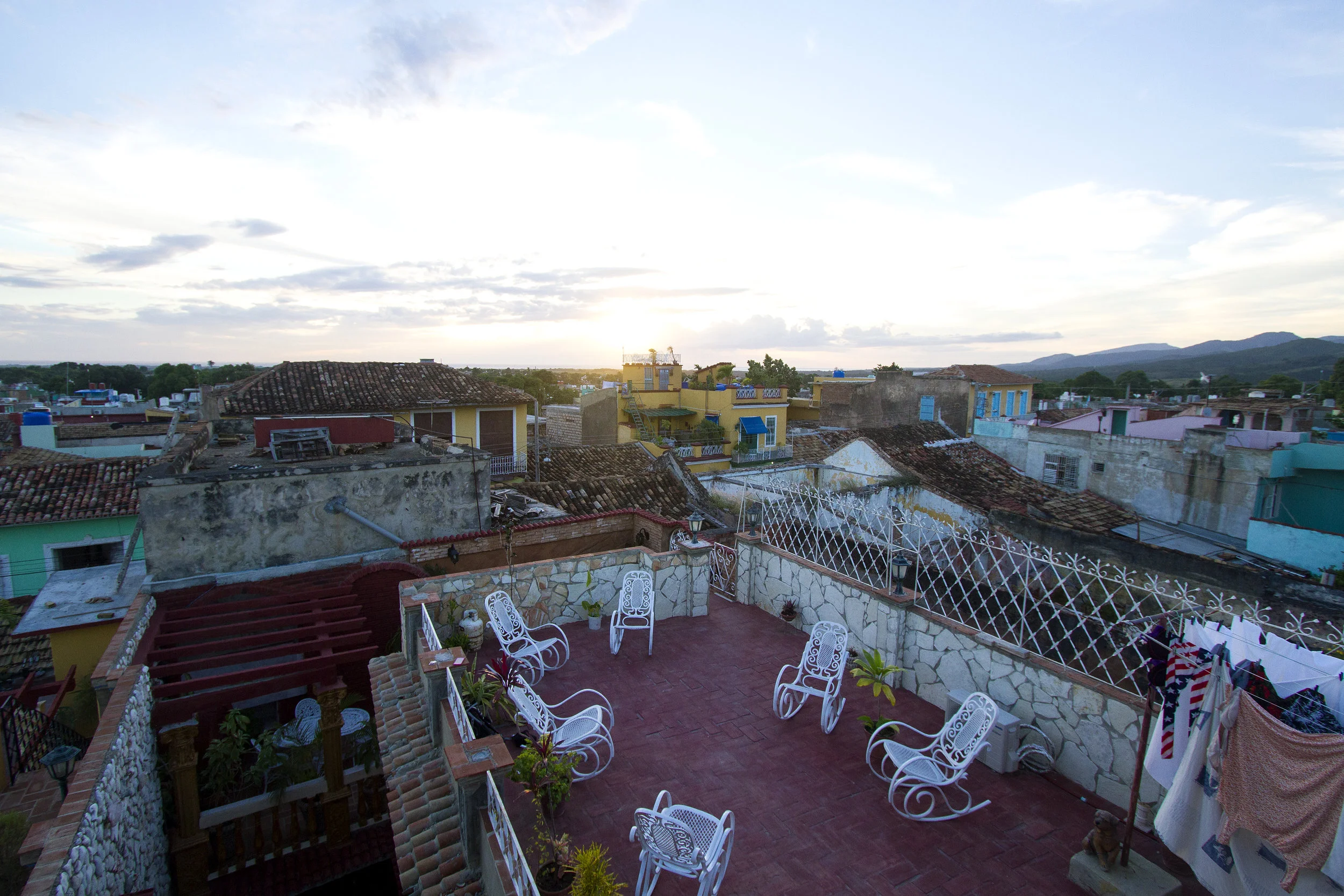 Sunset from the rooftop of our casa in Trinidad