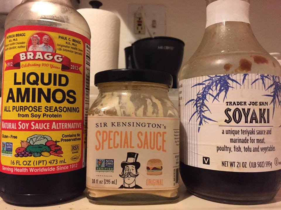 If you are craving teriyaki my go tos are Liquid Aminos found at Whole Foods and Trader Joes Soyaki. Sir Kensingtons is like a healthy Whopper Sauce. I could dip anything from chicken to sweet potatoes in it! 